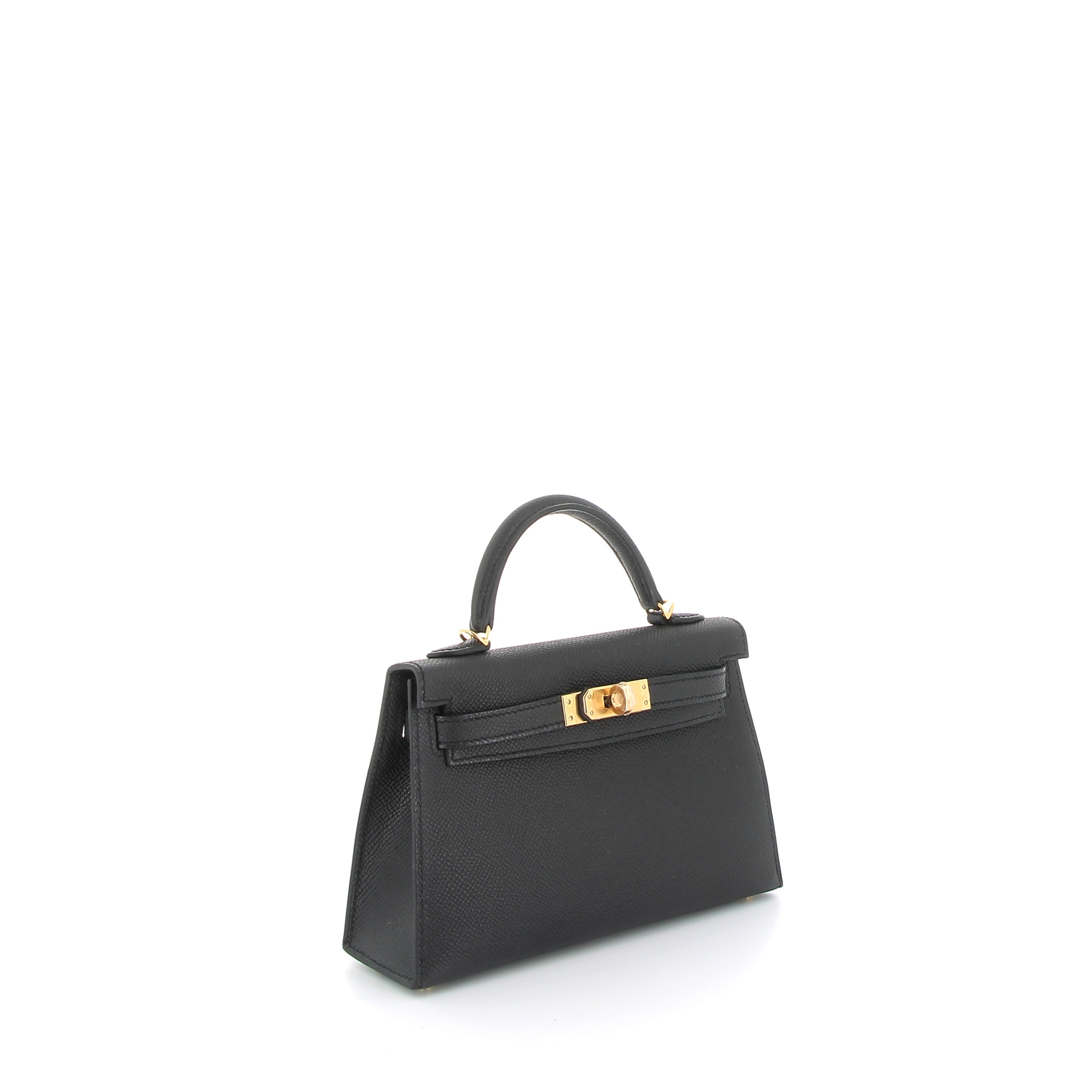 HERMES Kelly 20 Noir Epsom Gold Hardware (GHW)