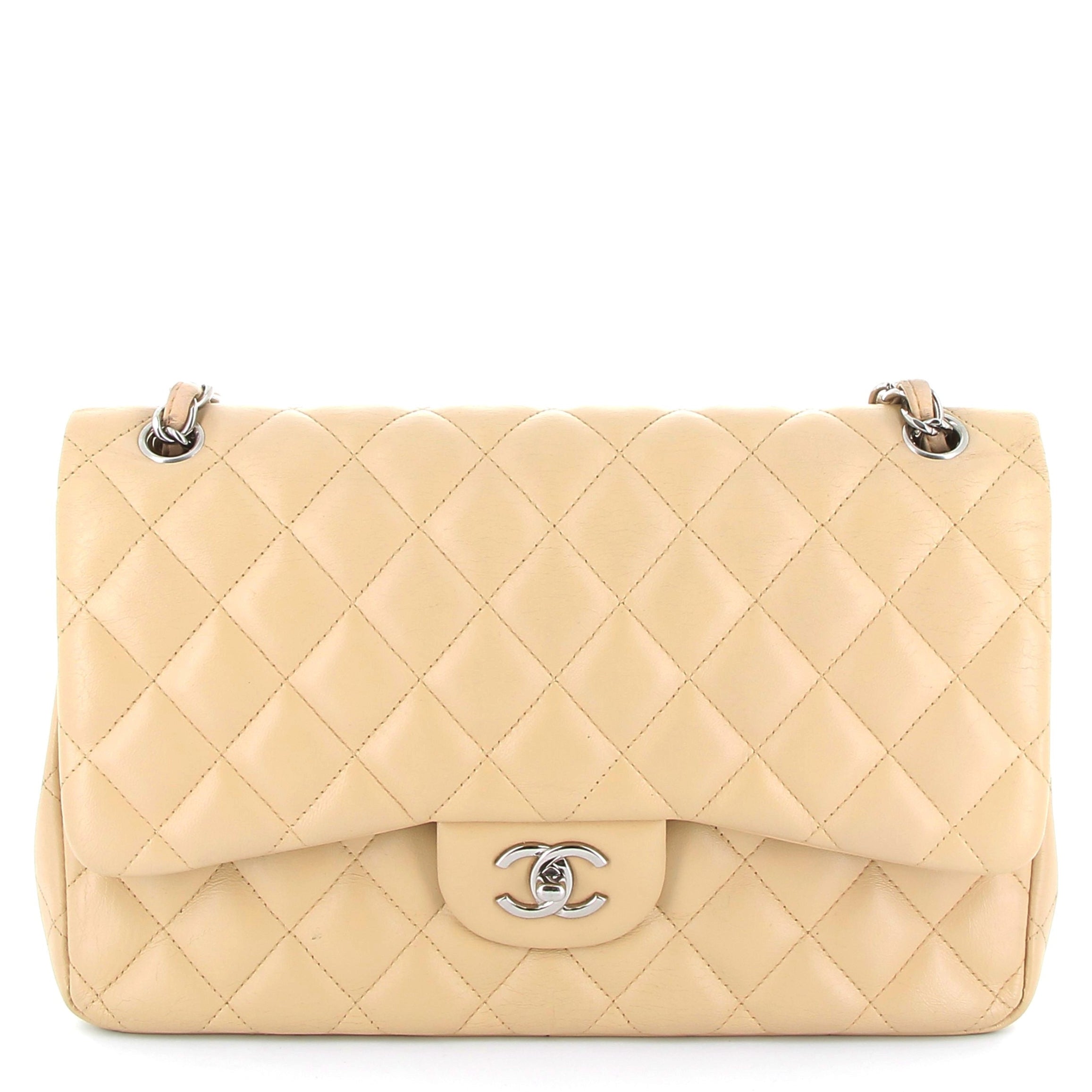 CHANEL Preowned Timeless Beige Large Model Silver Hardware