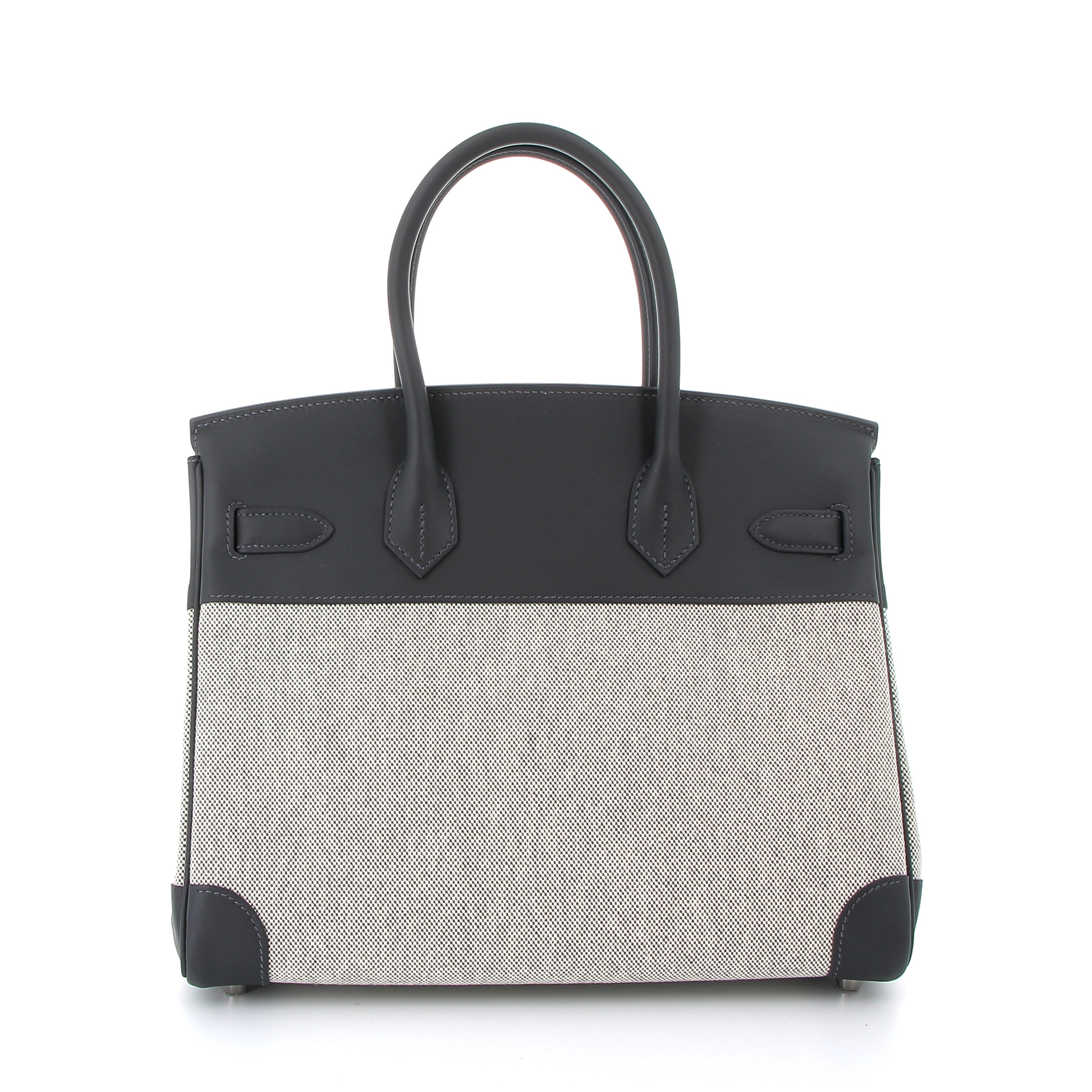 Hermes Birkin 30cm Ardoise Swift & Ecru Toile with Palladium Hardware