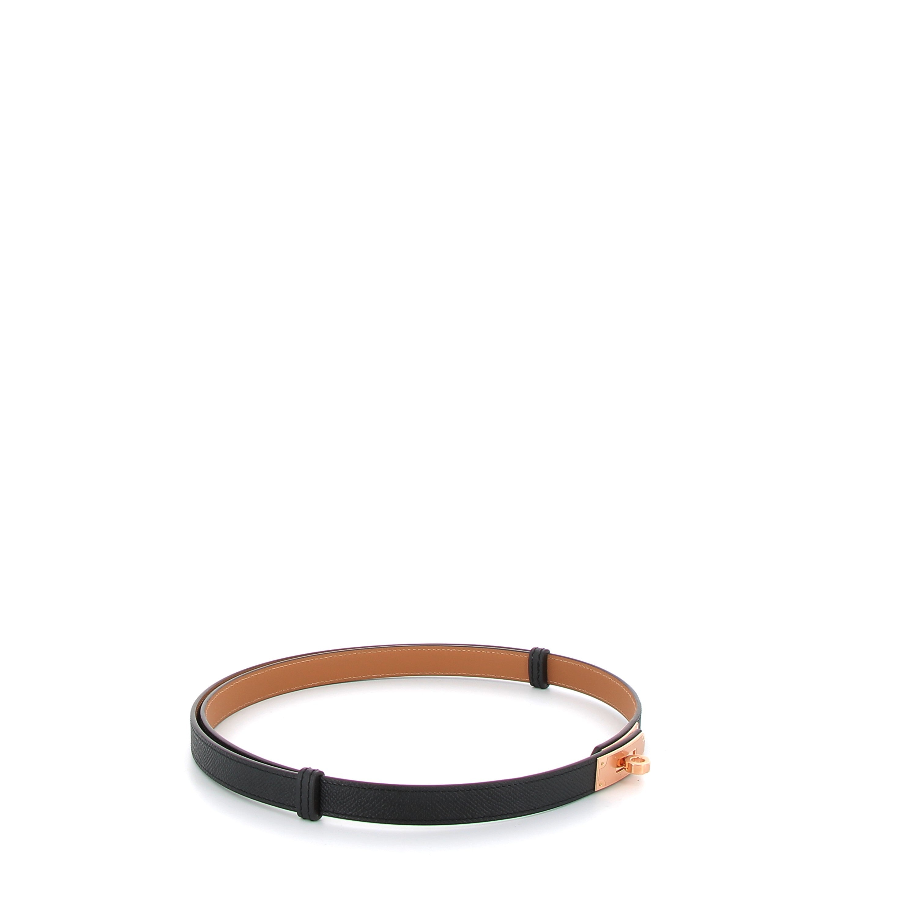 HERMES Kelly 18 Belt Black Rose Gold Hardware