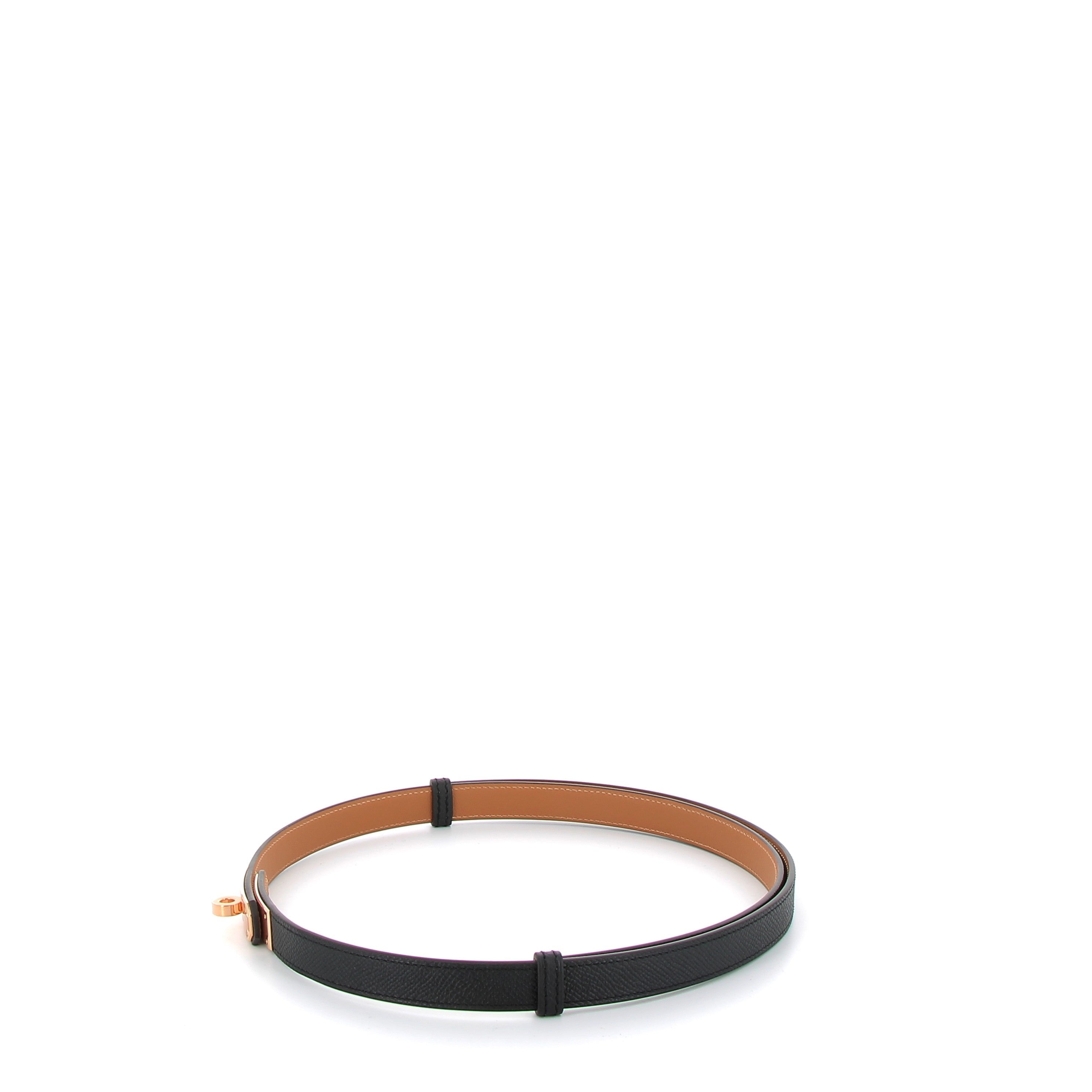 HERMES Kelly 18 Belt Black Rose Gold Hardware