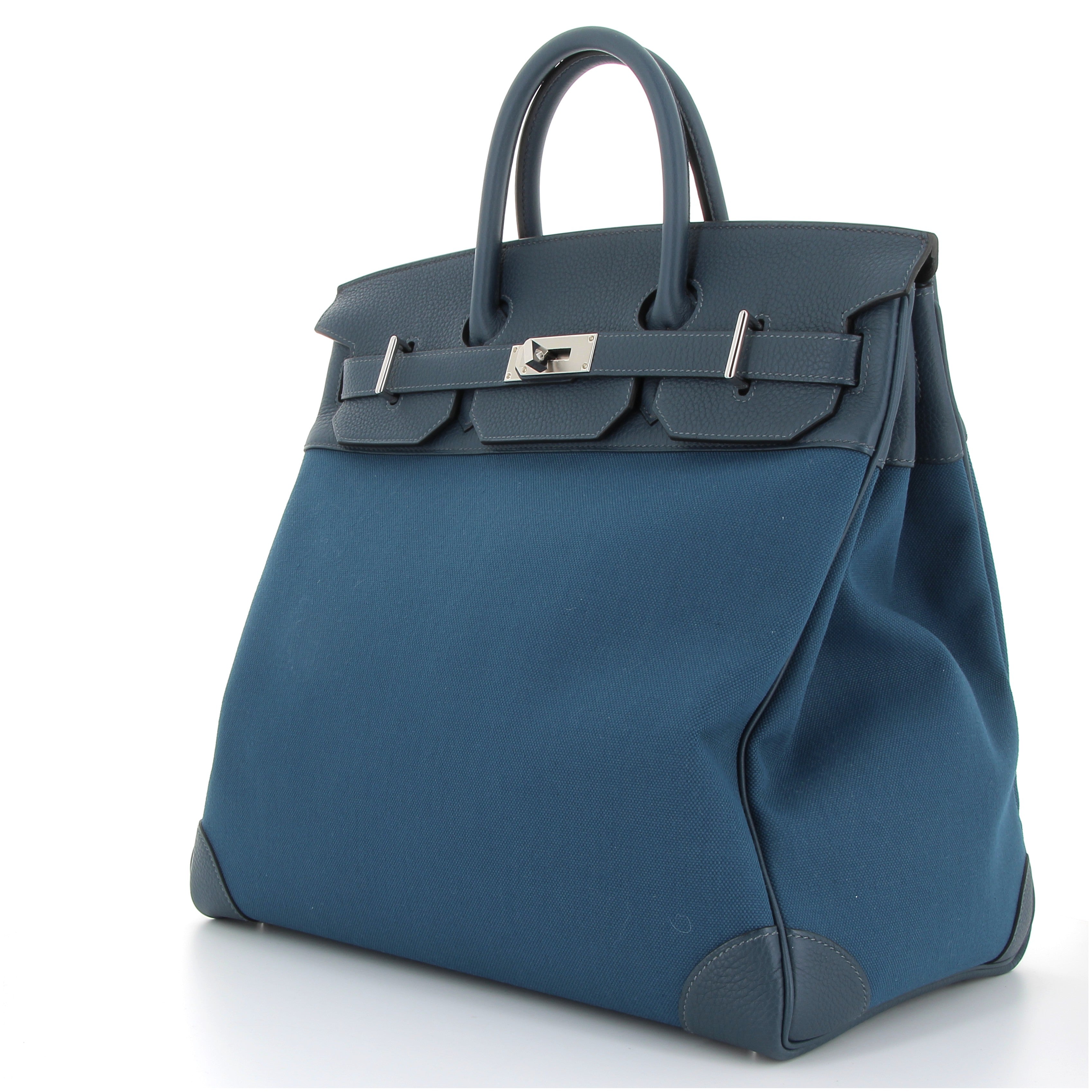 HAC 40 Bleu Thalassa Toile Militaire & Togo Leather with Palladium Hardware