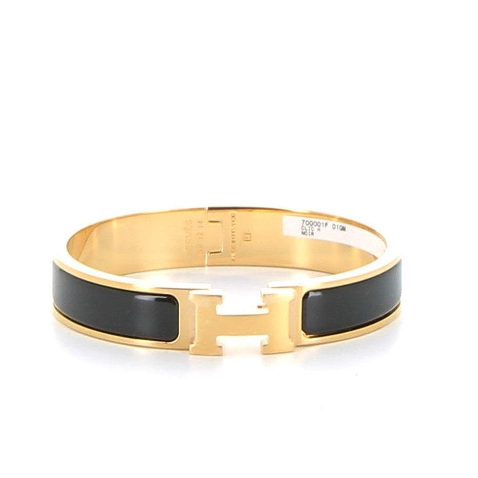 HERMES Clic H Bracelet Black Gold hardware