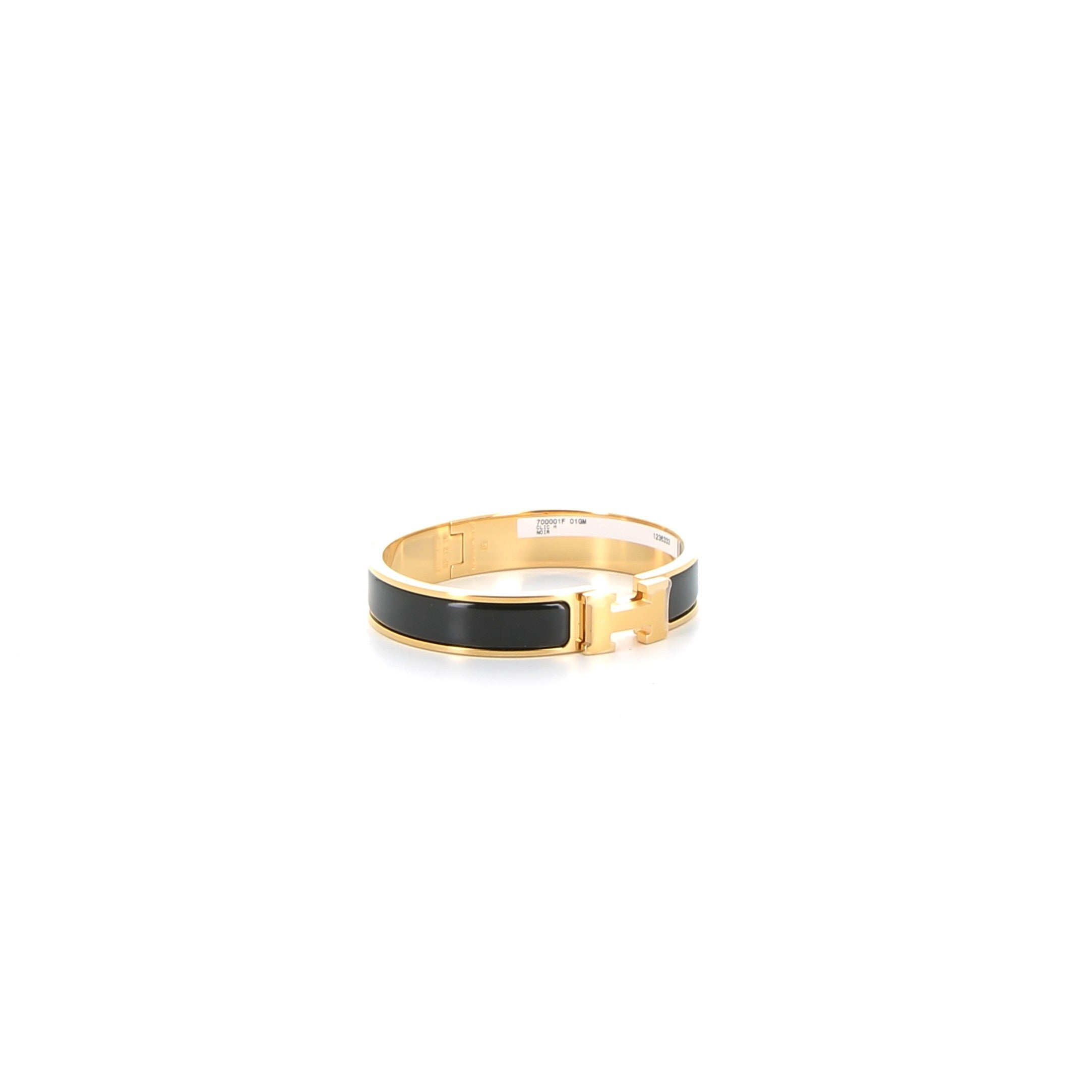 HERMES Clic H Bracelet Noir Yellow Gold Hardware