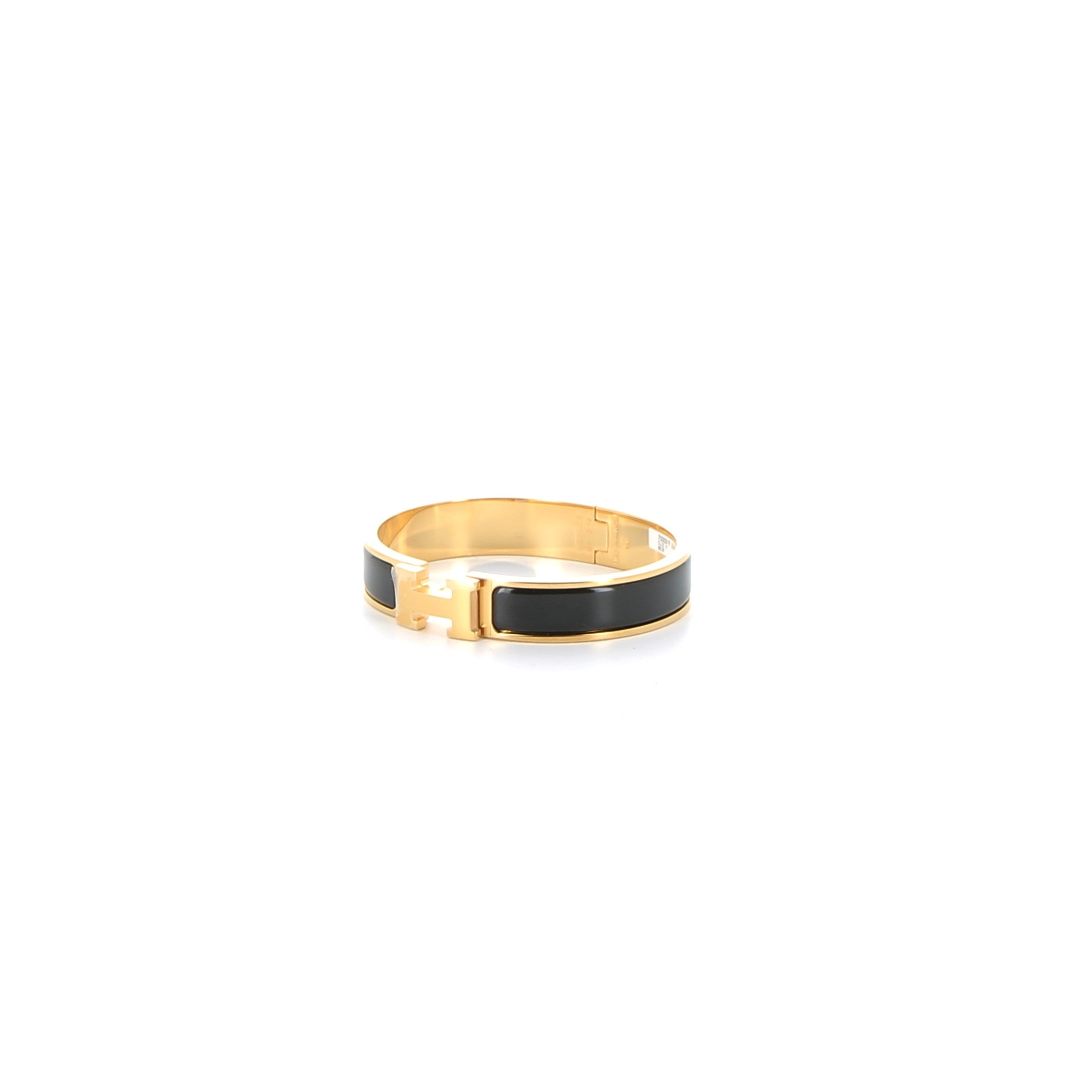 HERMES Clic H Bracelet Noir Yellow Gold Hardware