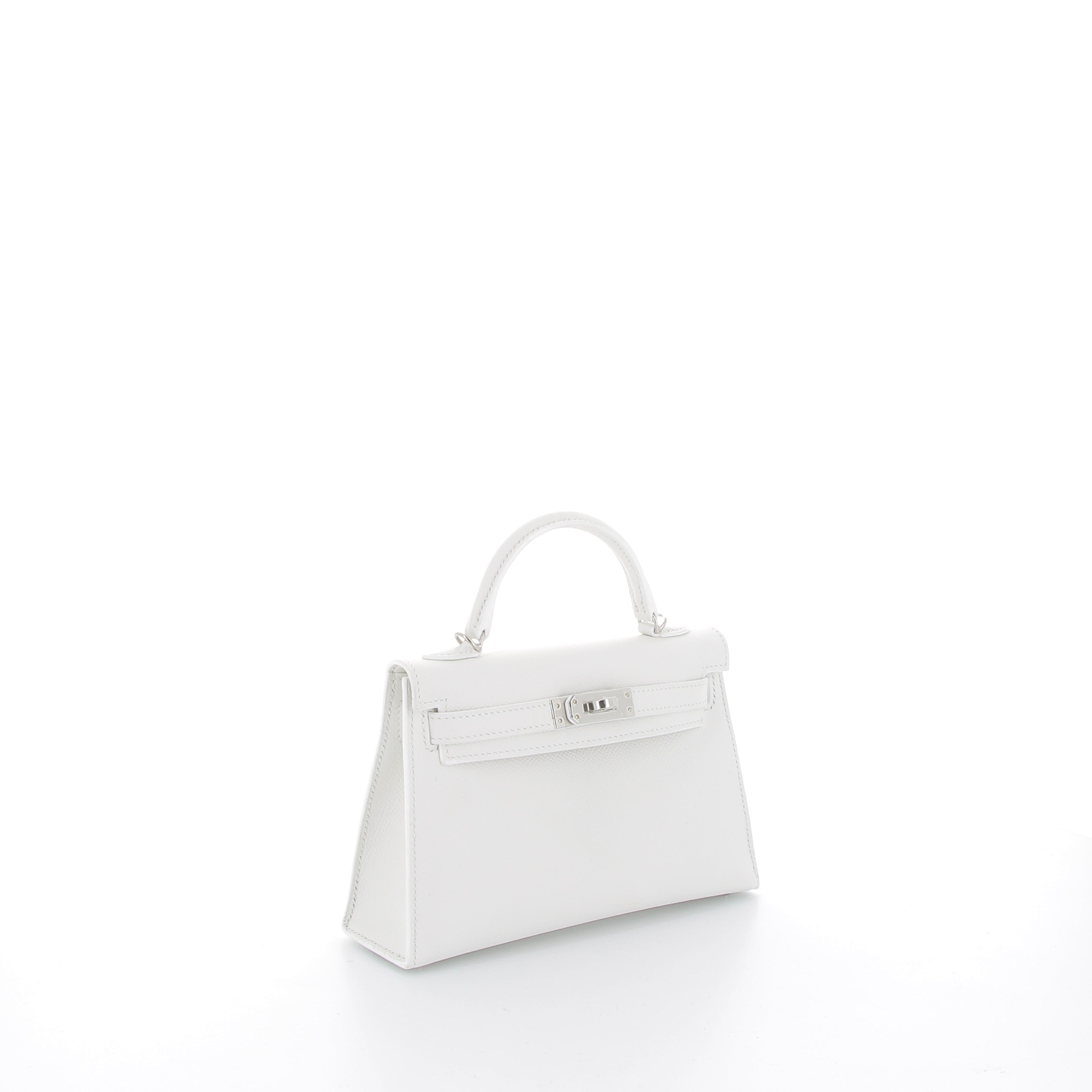 HERMÈS Kelly 20 Sellier Veau Epsom New White Palladium hardware