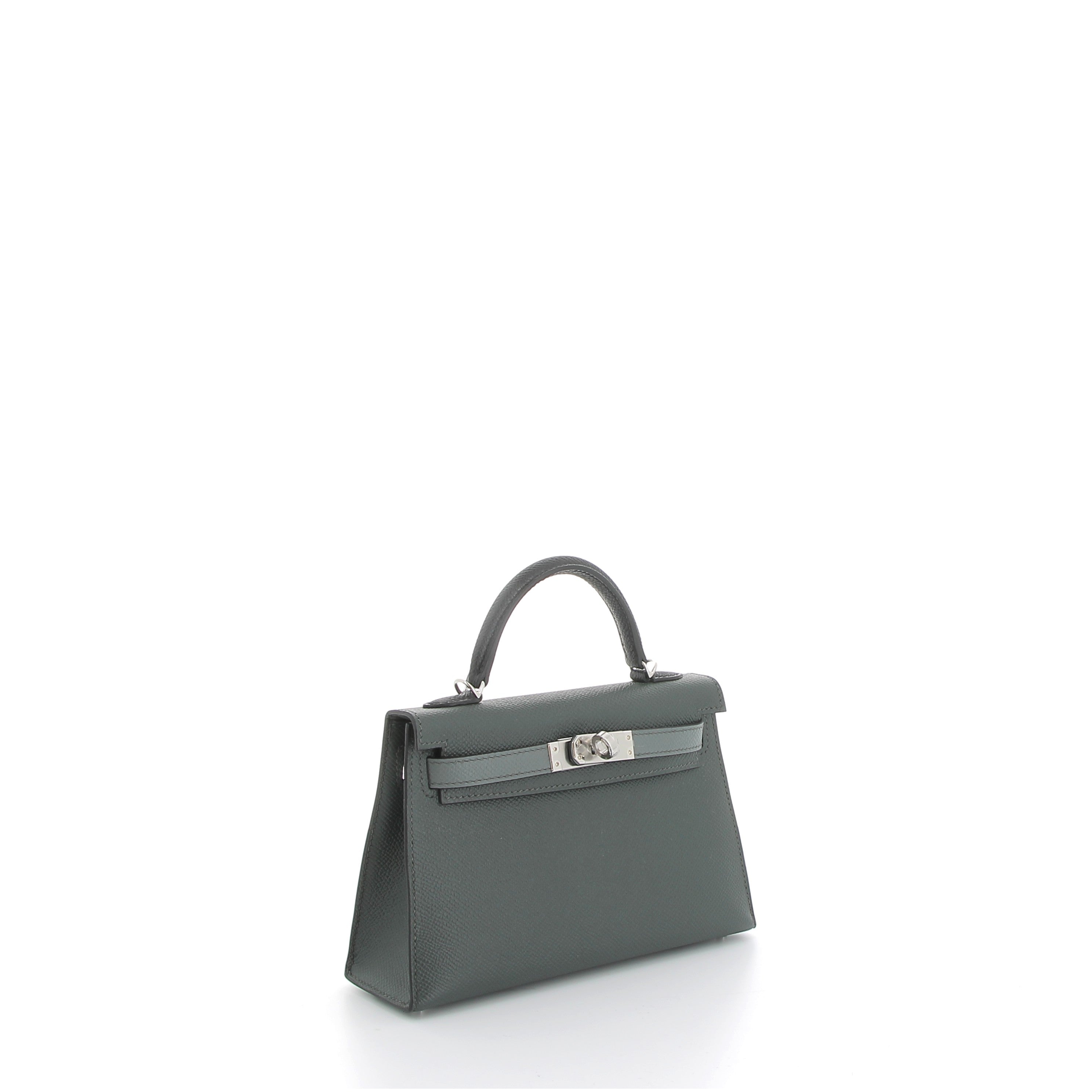 HERMÈS Kelly 20 Sellier Mangrove/Vert Amande Epsom Leather Palladium Hardware