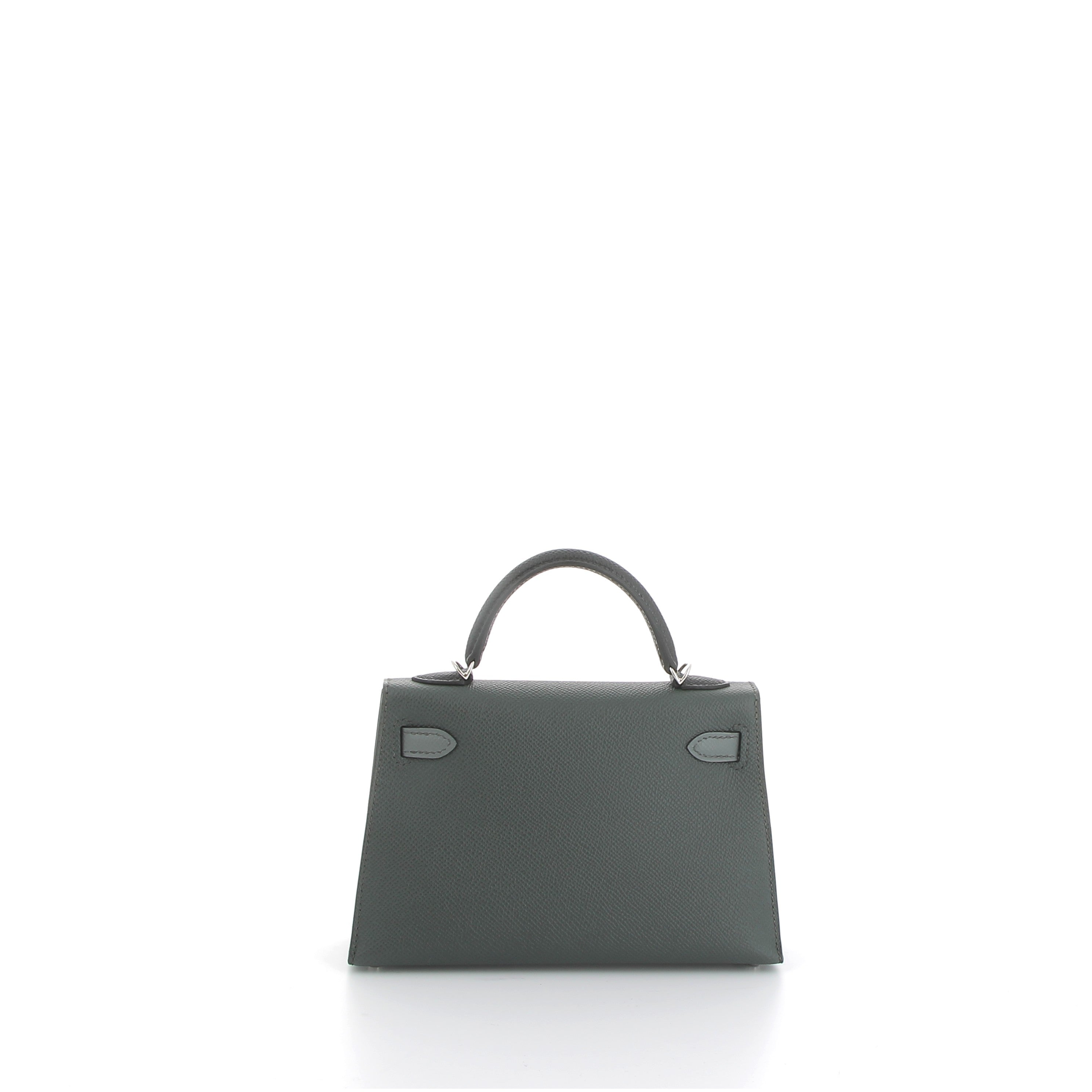 HERMÈS Kelly 20 Sellier Mangrove/Vert Amande Epsom Leather Palladium Hardware