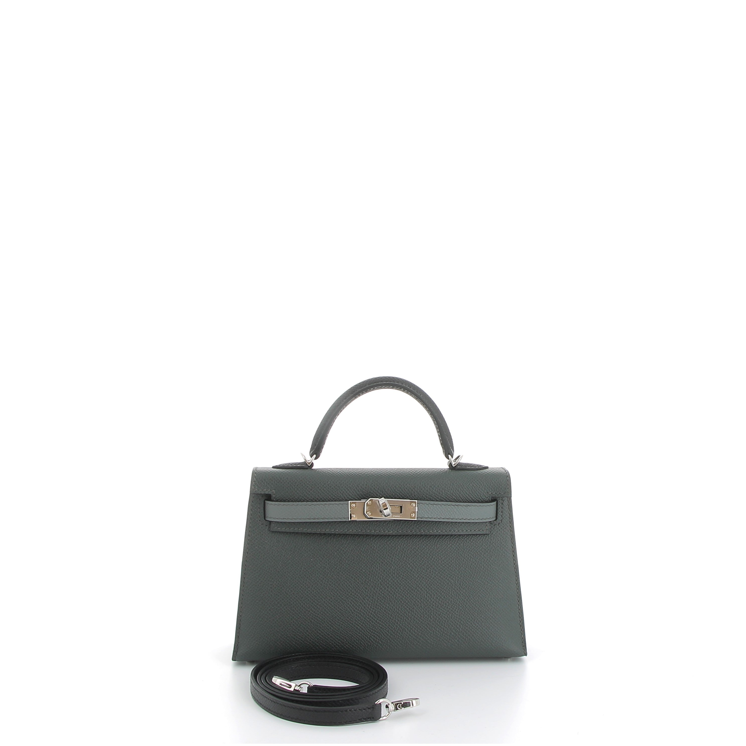 HERMÈS Kelly 20 Sellier Mangrove/Vert Amande Epsom Leather Palladium Hardware