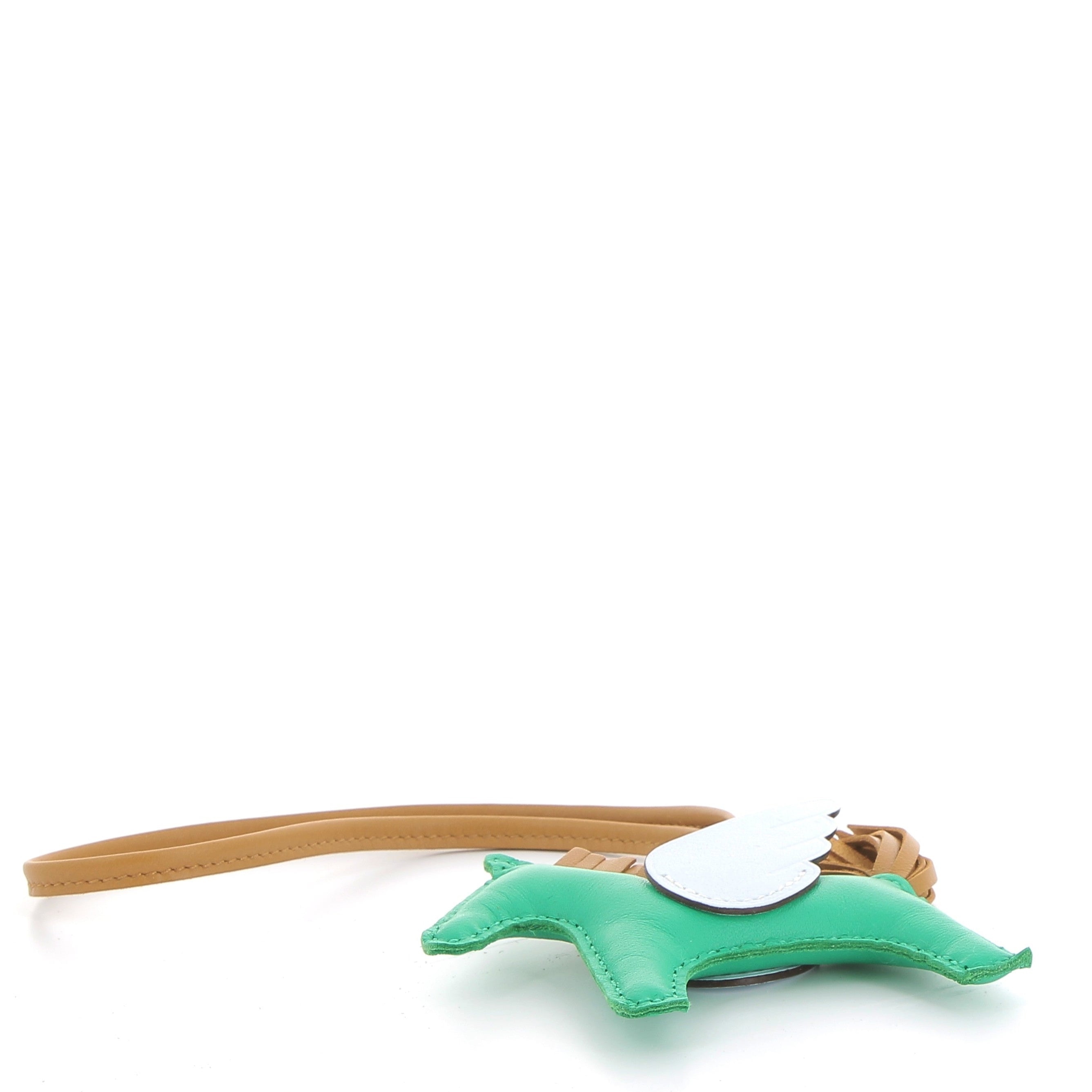 HERMES Charms Pegasus Sable / Vert Lambskin Leather