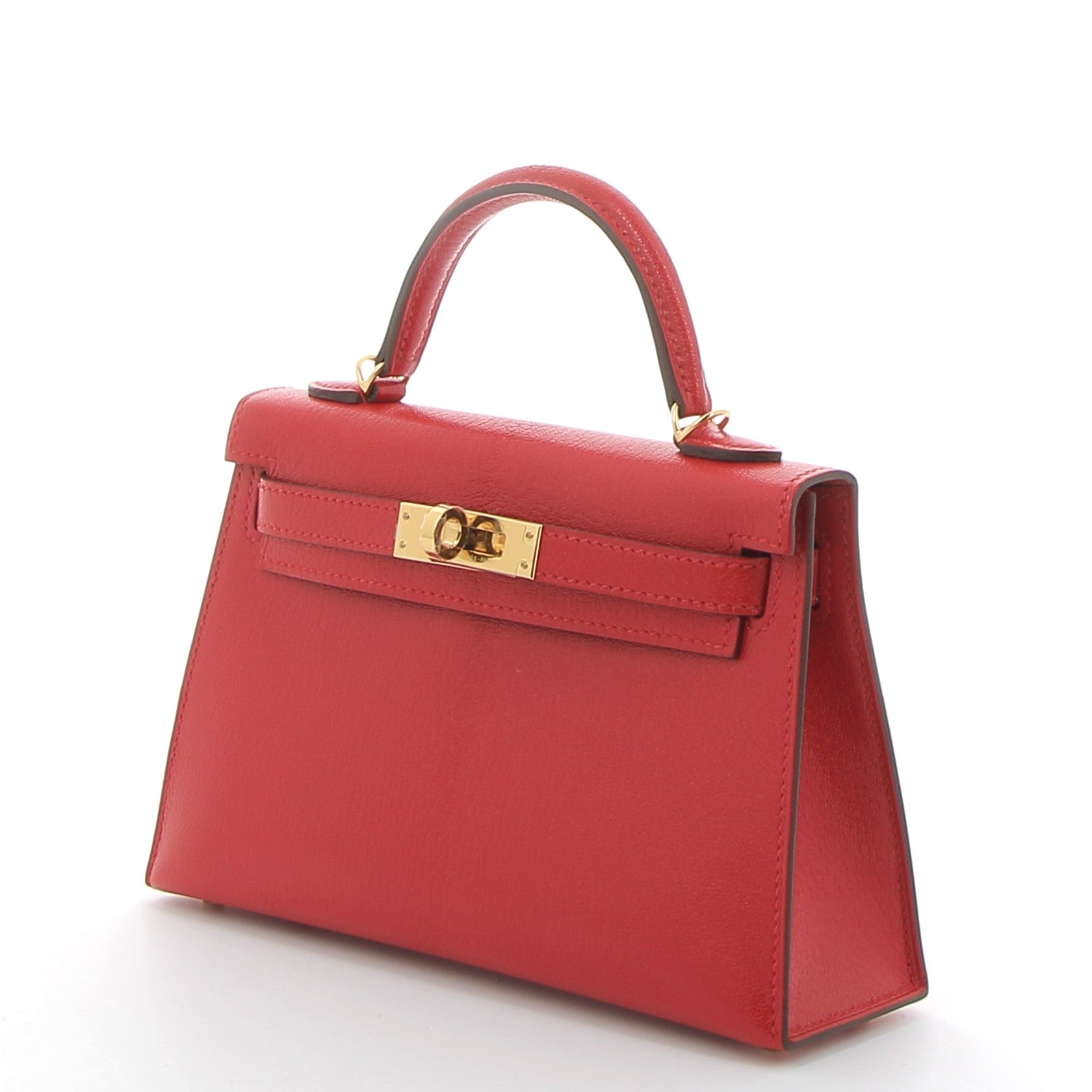 HERMES Kelly 20 Rouge de Coeur Chèvre Leather Yellow Gold Hardware