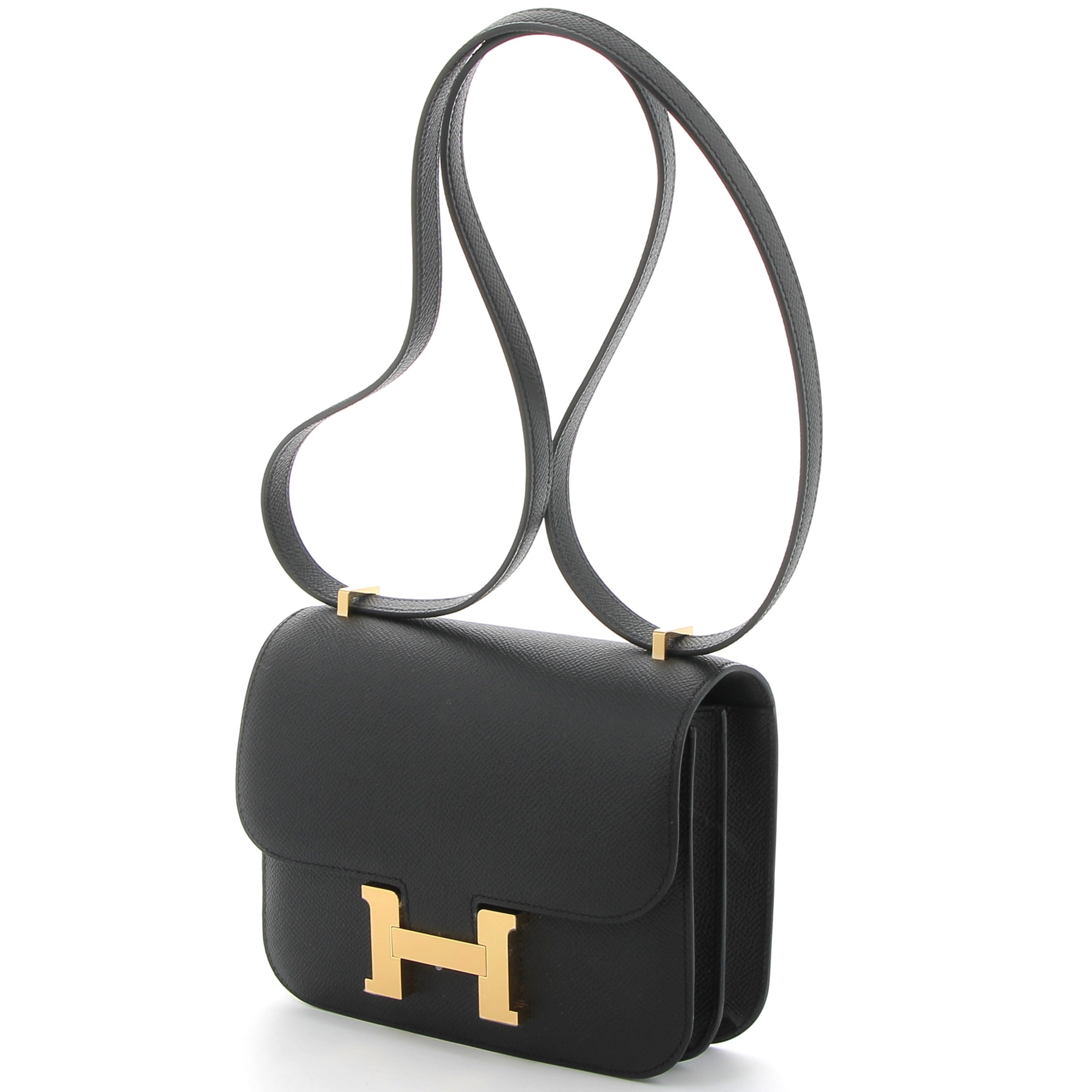 HERMES Constance 18 Noir Epsom Leather Brushed Gold Hardware