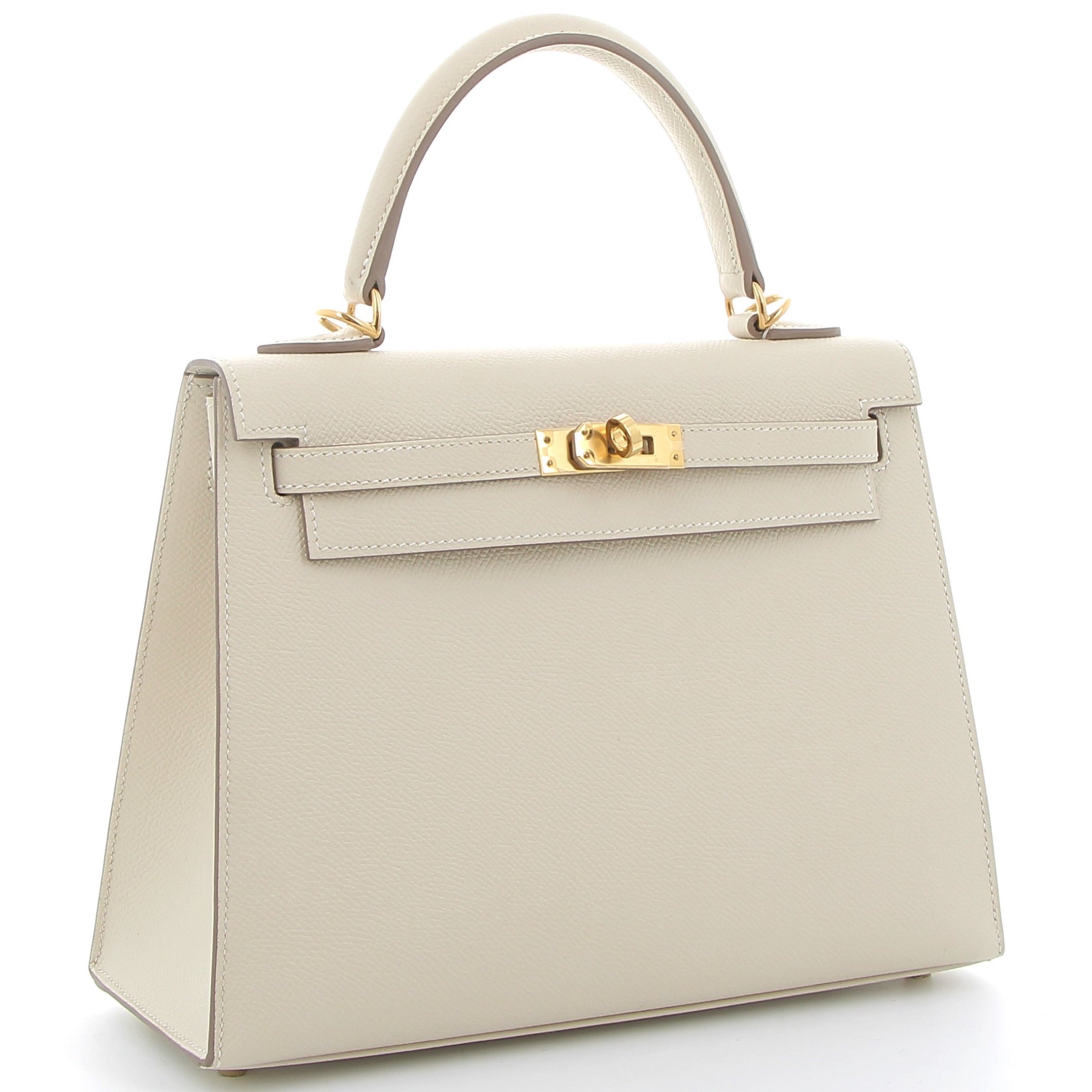 HERMES Kelly 25 Craie Epsom leather Yellow gold hardware