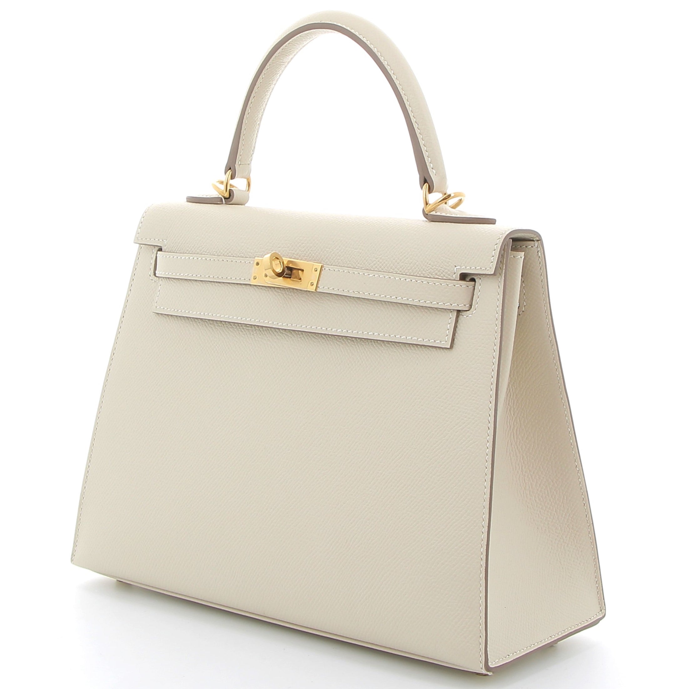 HERMES Kelly 25 Craie Epsom leather Yellow gold hardware