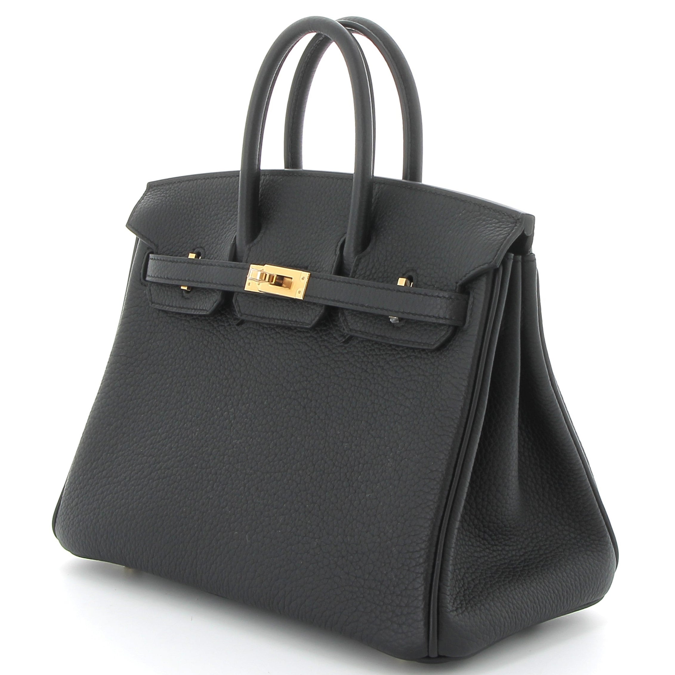 HERMES Birkin 25 Noir Togo Leather Yellow Gold Hardware
