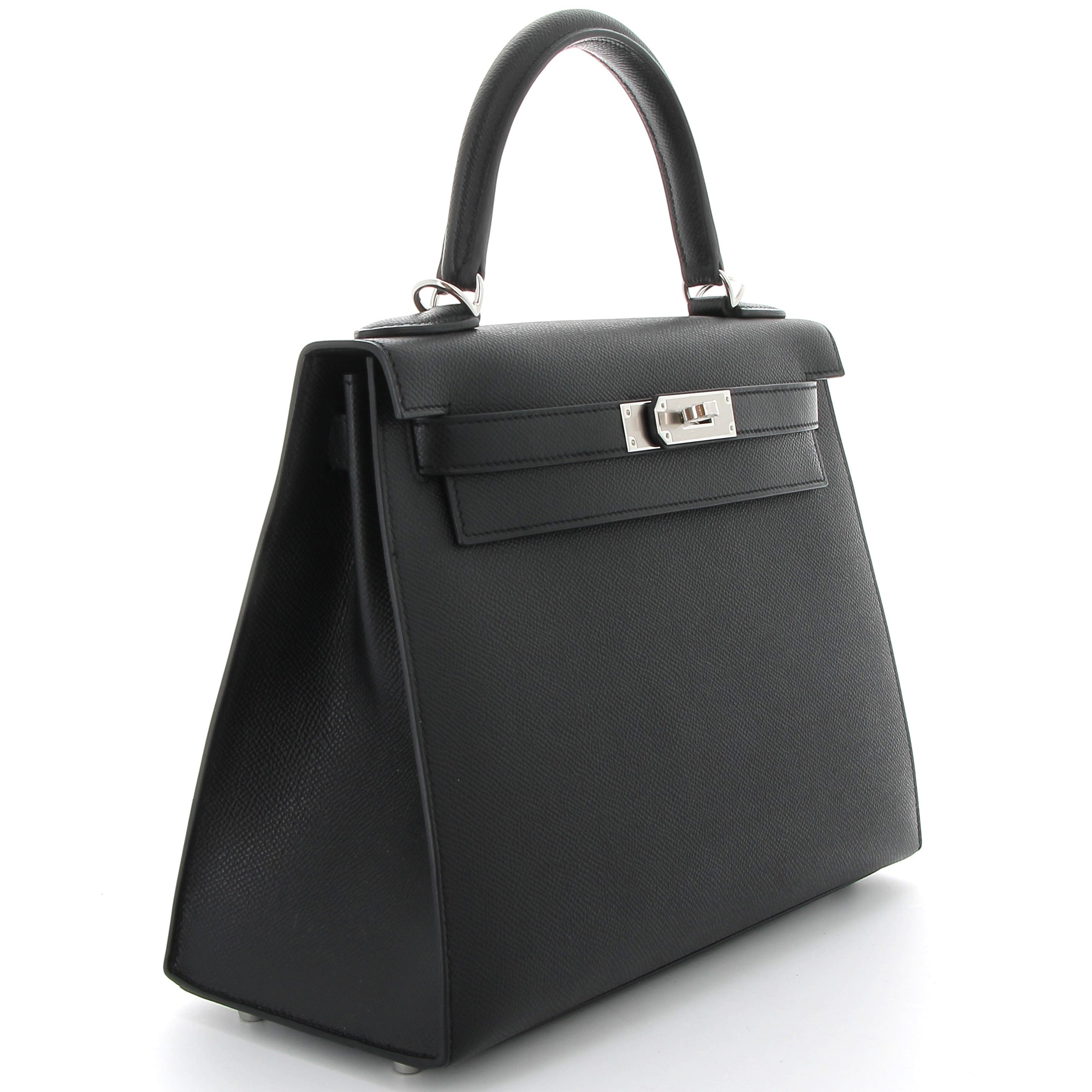 HERMES Kelly 28 Noir Epsom Leather Palladium Hardware