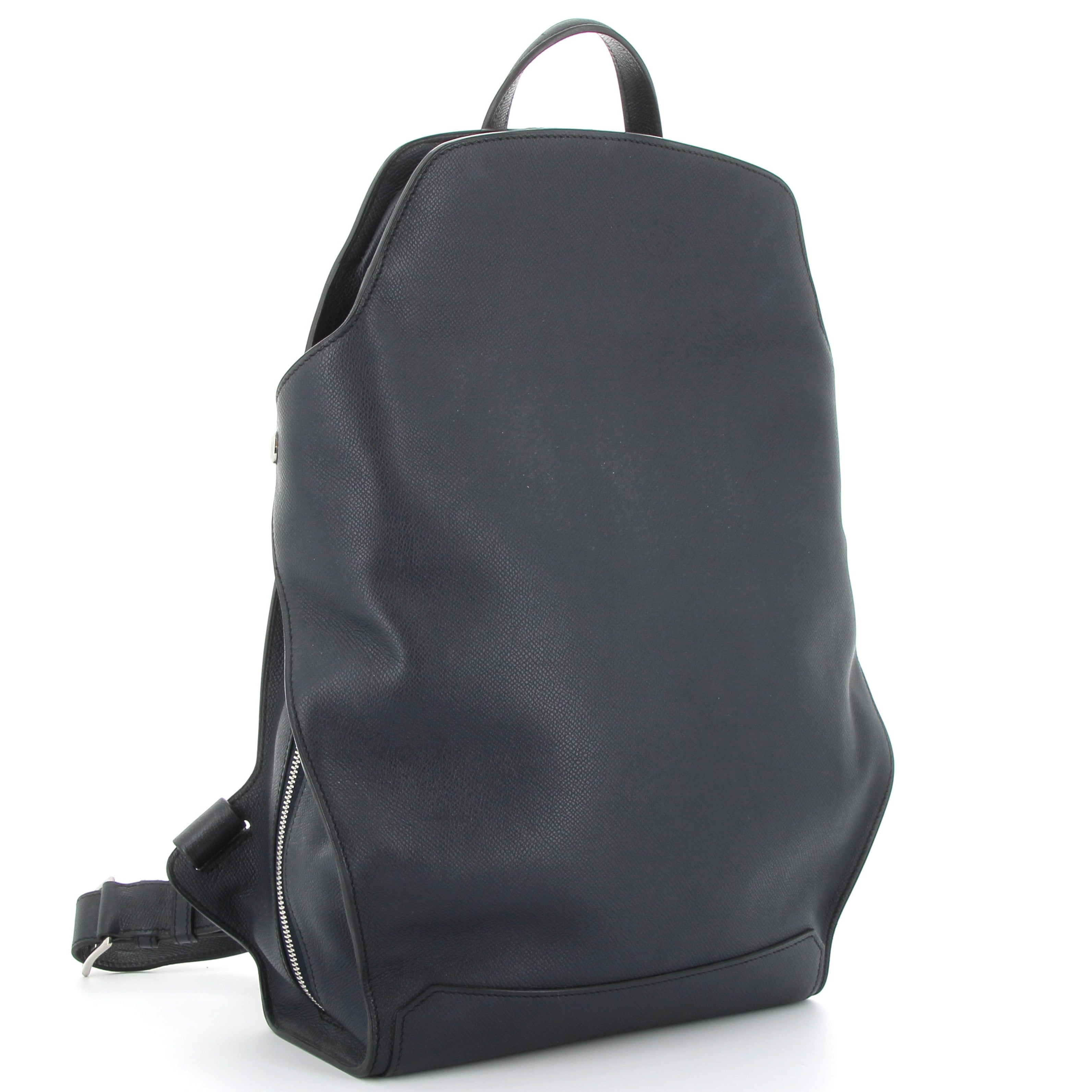 HERMES City Back Navy Blue Epsom Leather Palladium Hardware