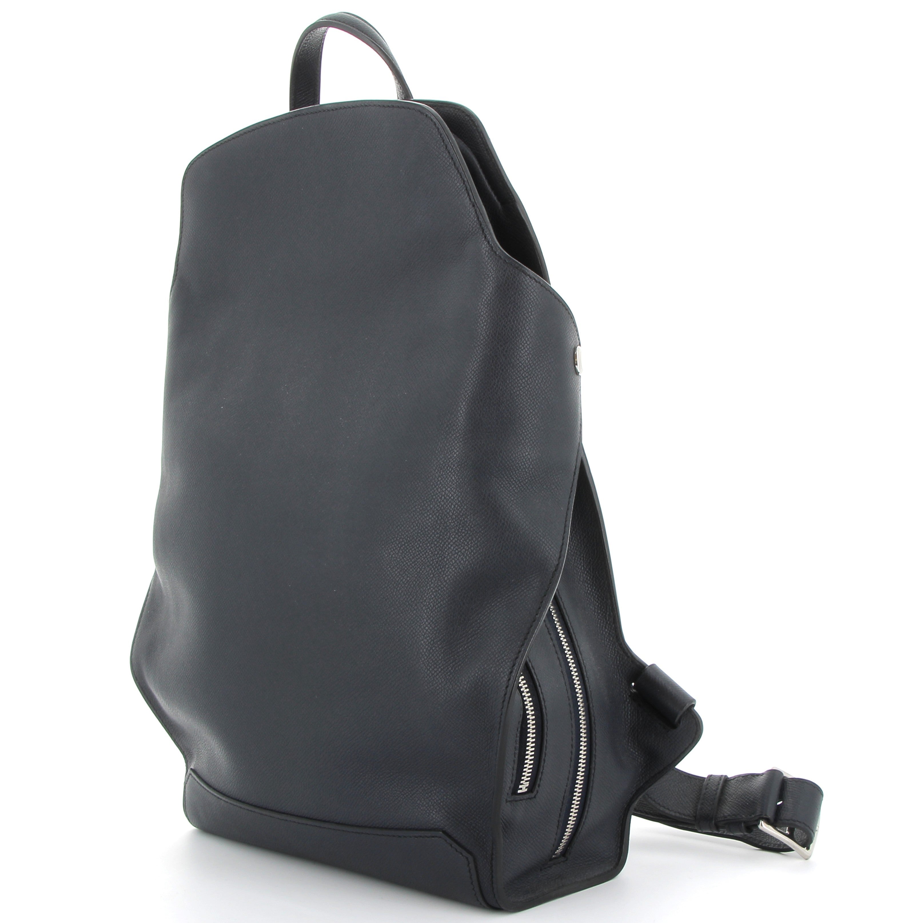 HERMES City Back Navy Blue Epsom Leather Palladium Hardware