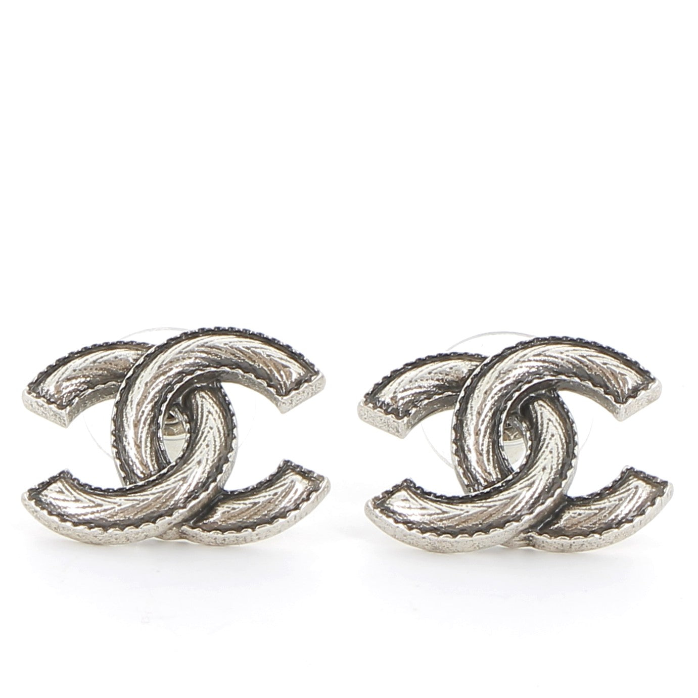 CHANEL Earrings Matte Silver Metal