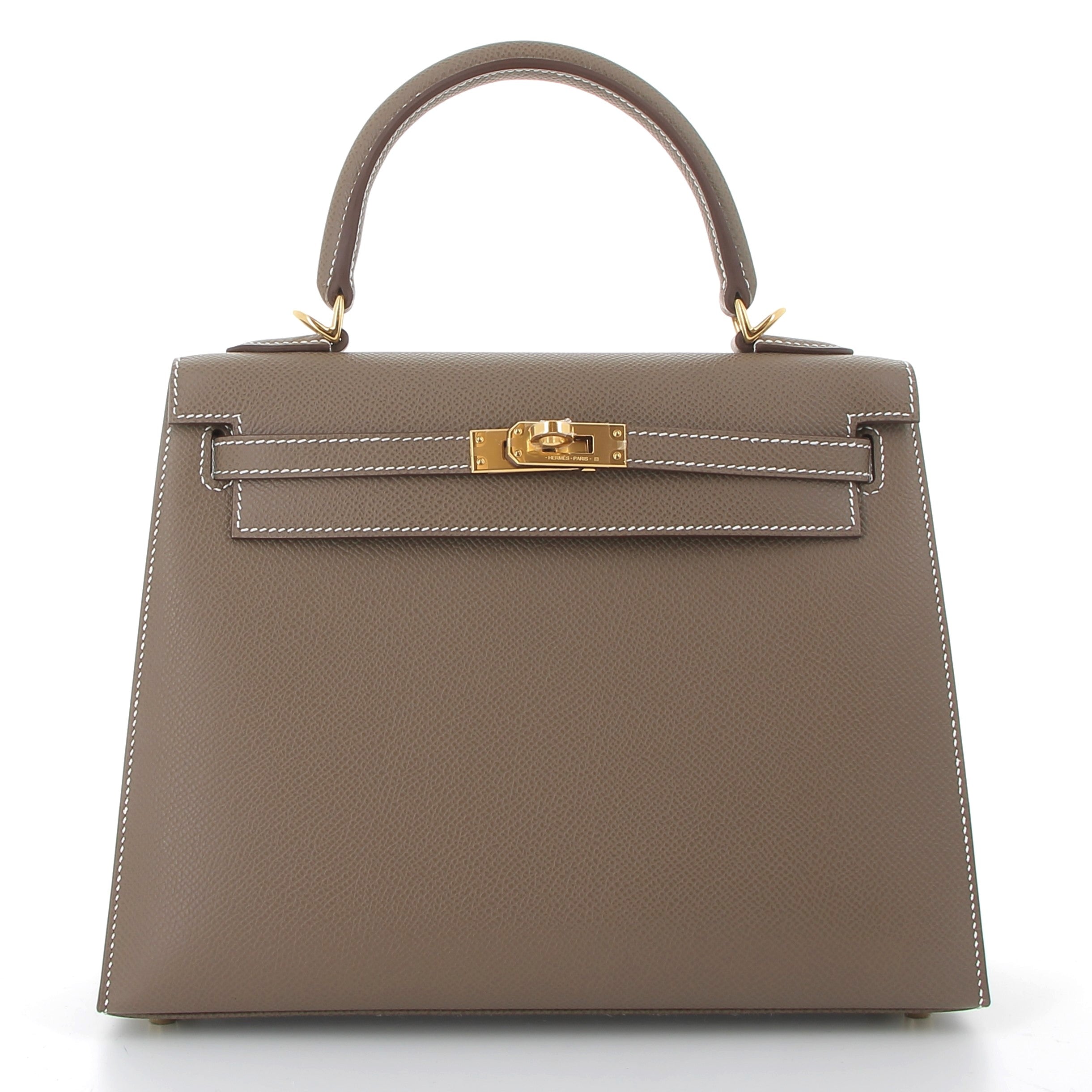 HERMES Kelly 25 Sellier Etoupe Epsom Gold Hardware