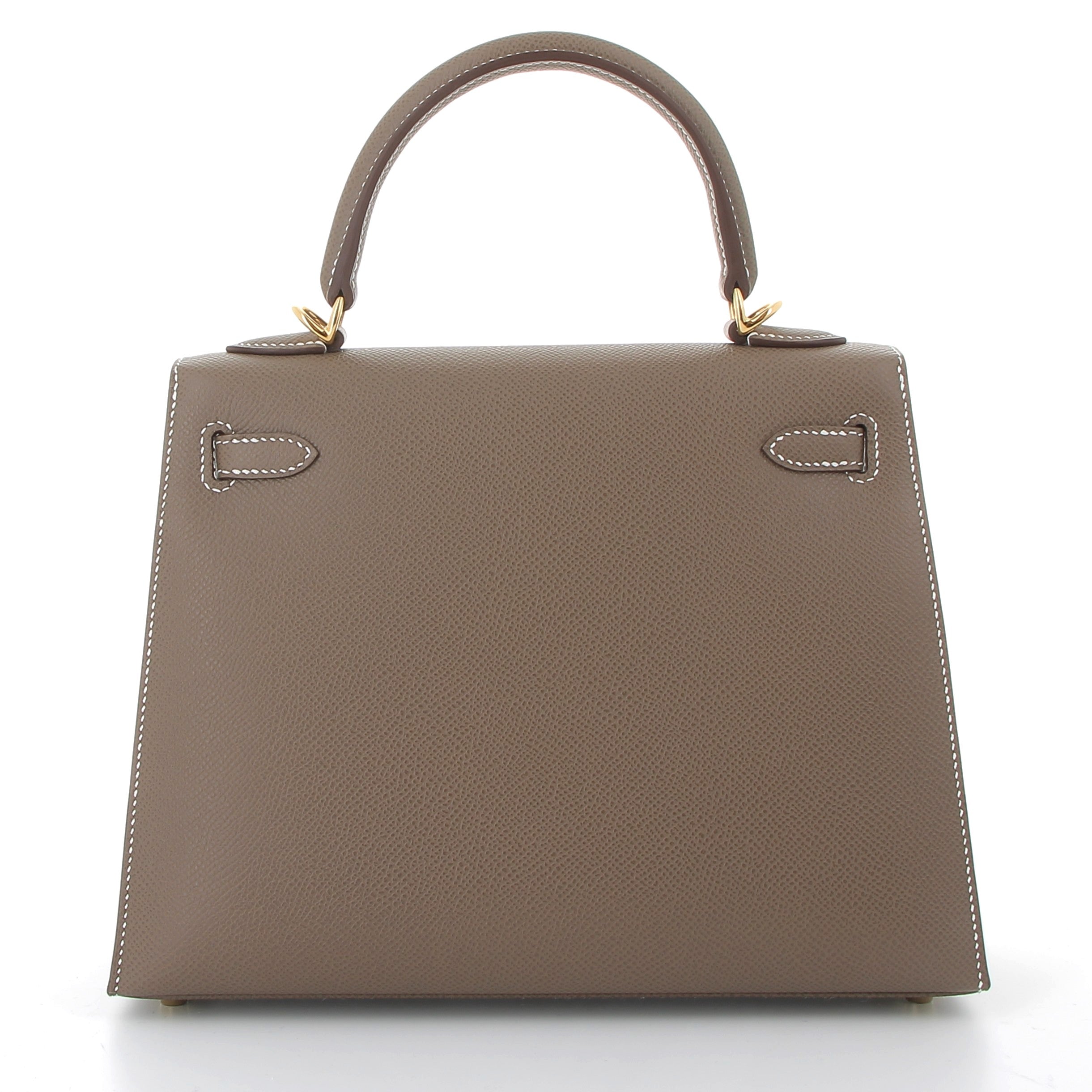 HERMES Kelly 25 Sellier Etoupe Epsom Gold Hardware
