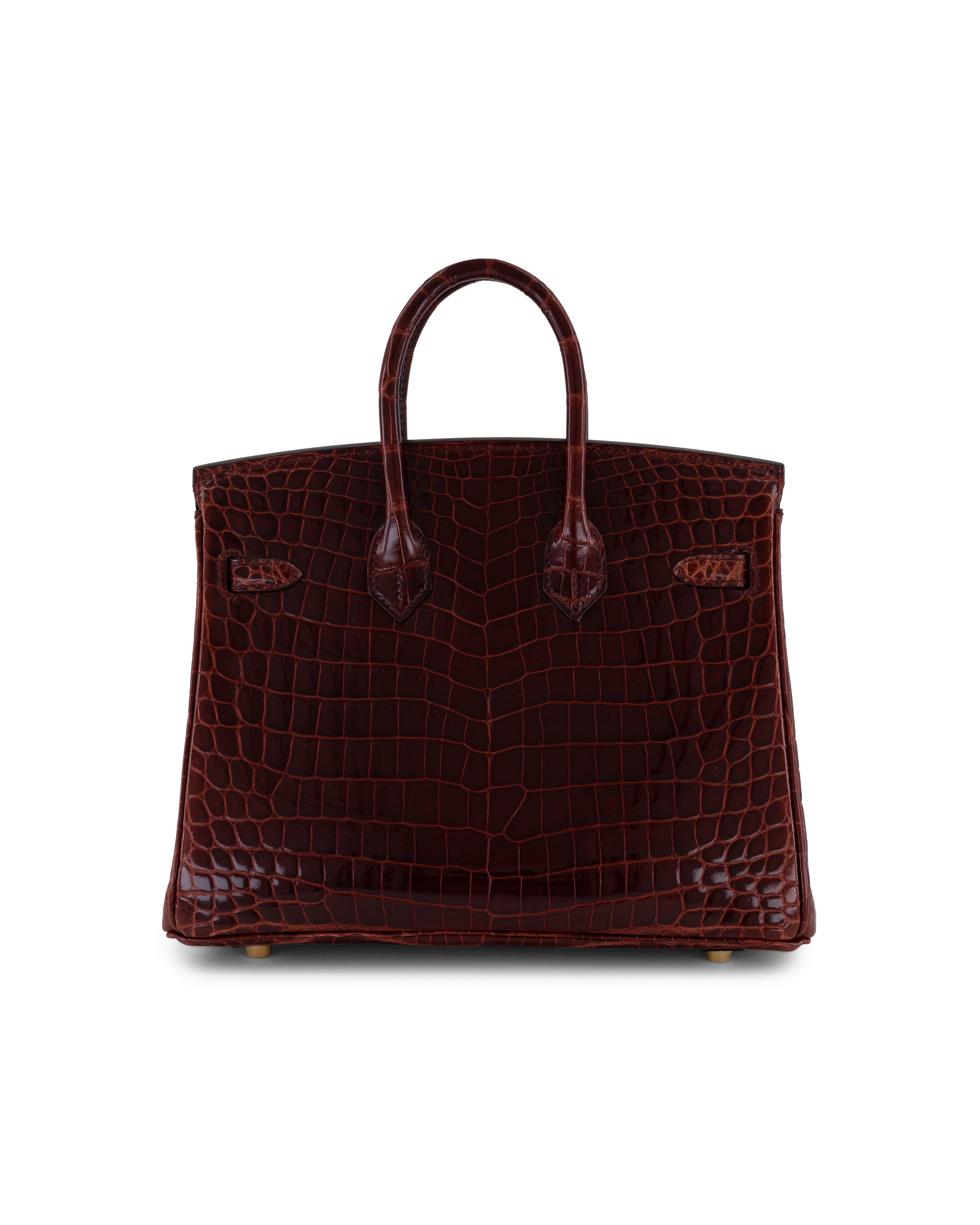 Hermès Birkin 25cm in Bordeaux Shiny Crocodile Niloticus with Gold Hardware
