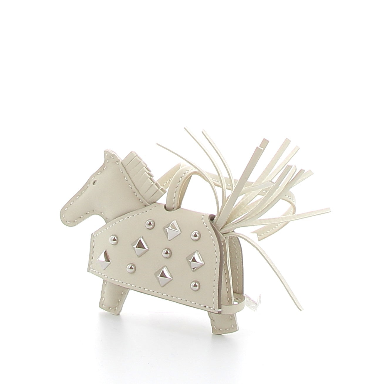 HERMES Rodeo Charms White Studded Lambskin Milo Palladium Hardware