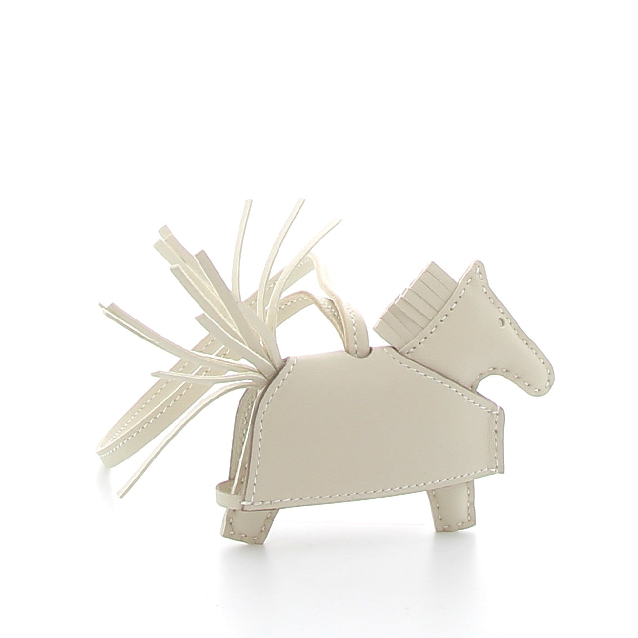 HERMES Rodeo Charms White Studded Lambskin Milo Palladium Hardware