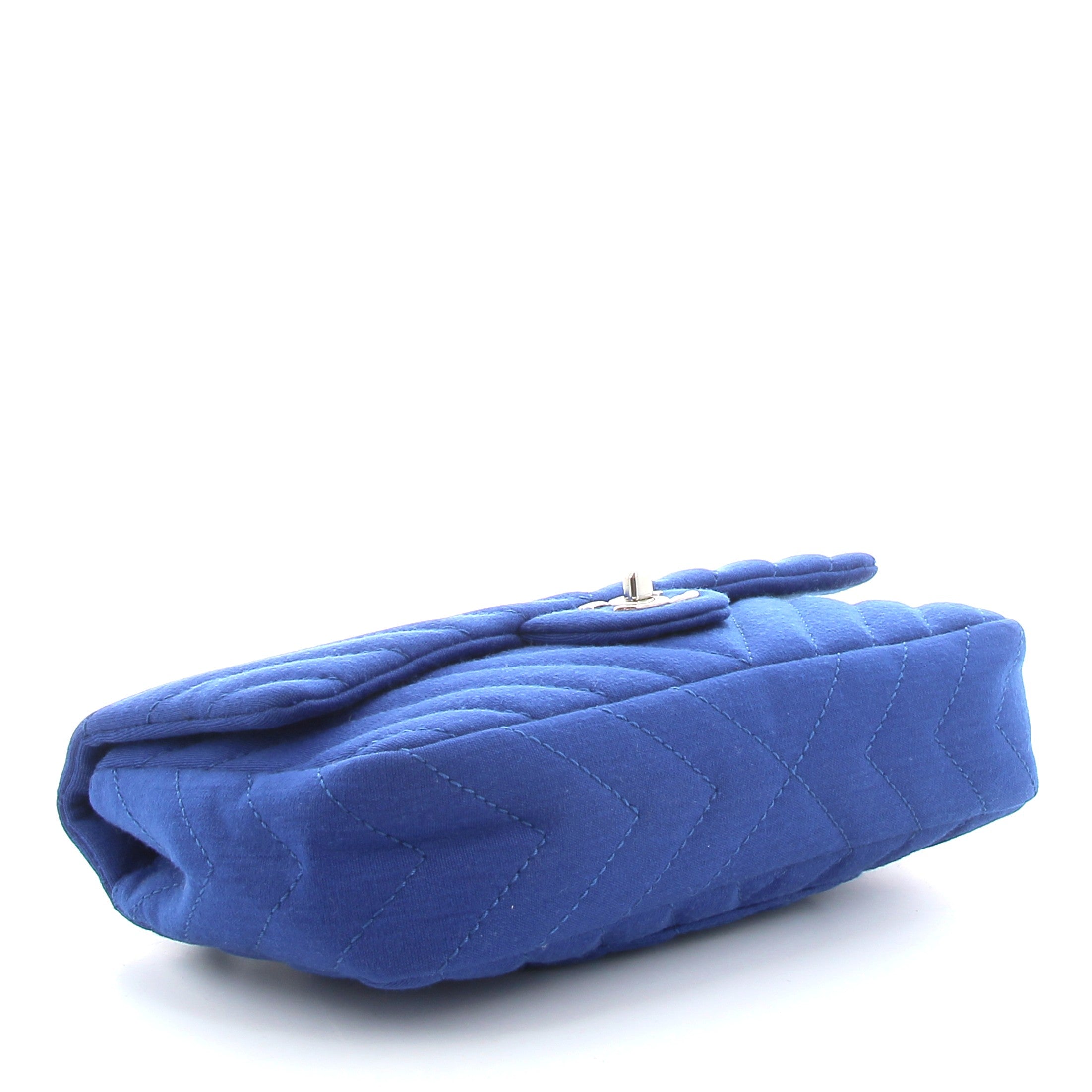 CHANEL Timeless Bag Blue Jersey Silver Hardware