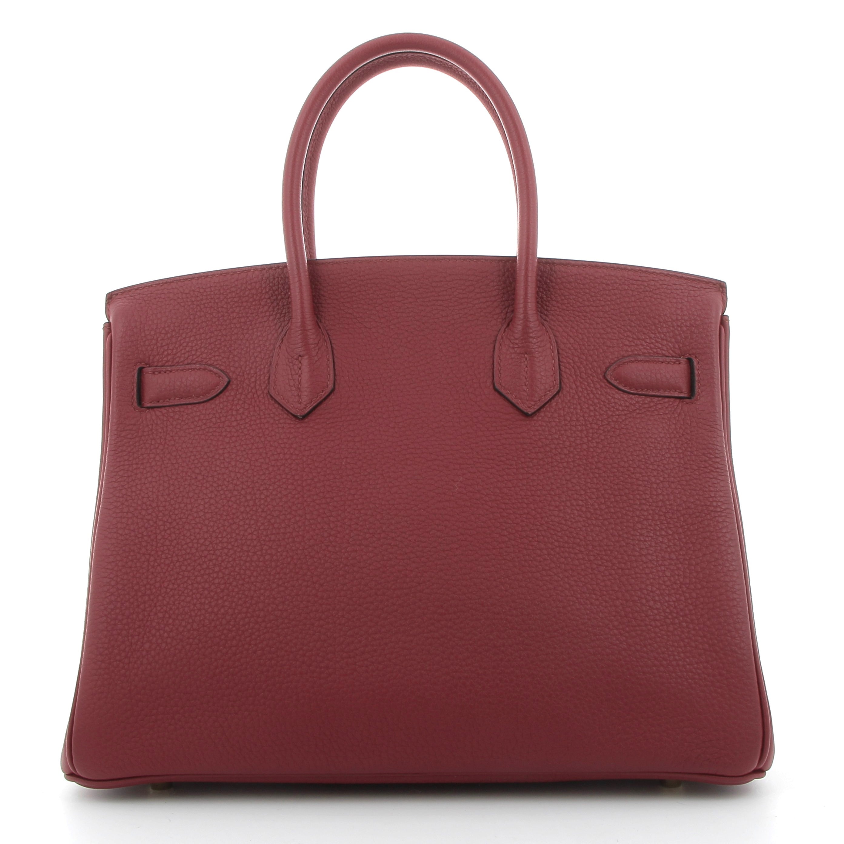 HERMES Birkin 30 Rouge Grenat Togo Leather Yellow Gold Hardware