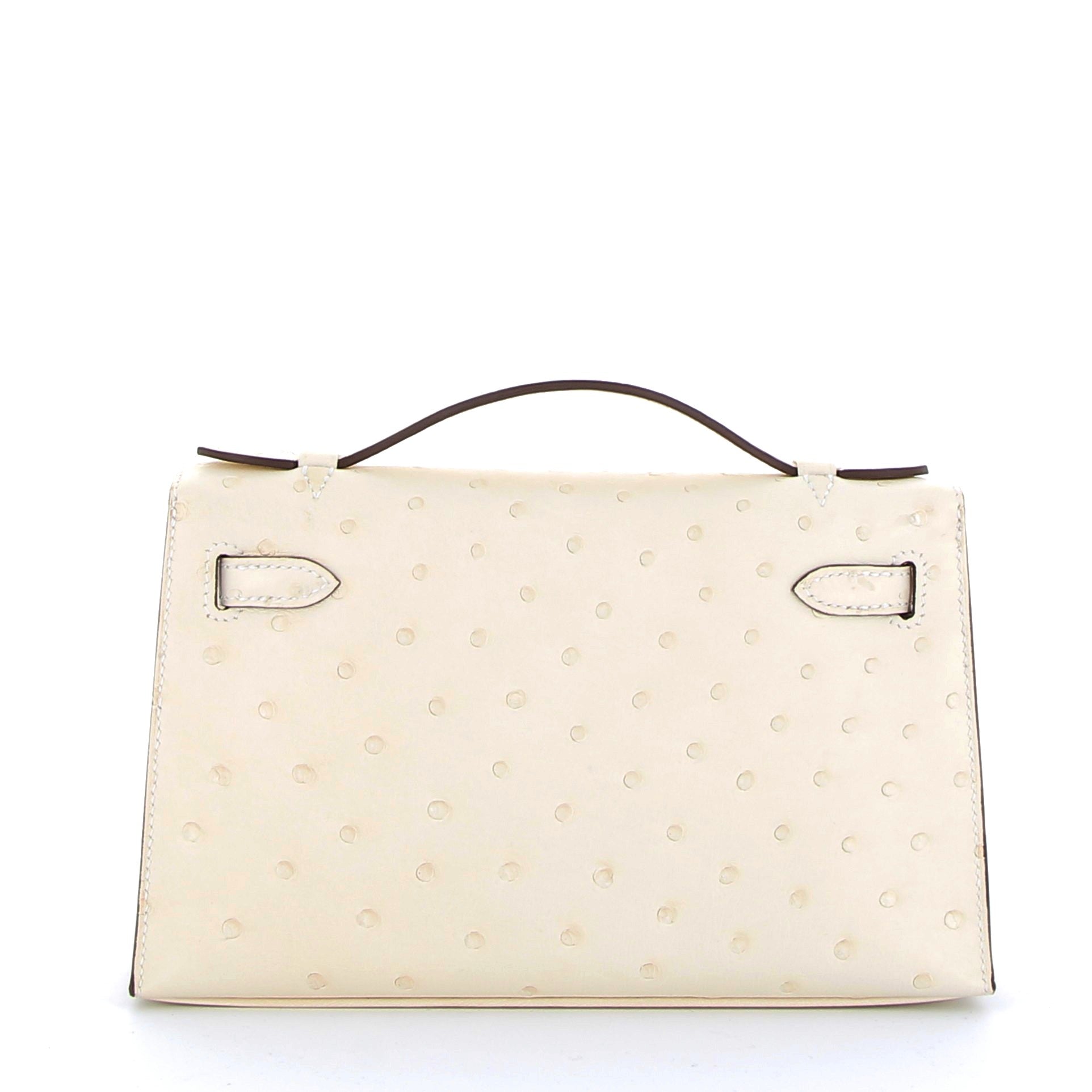 HERMES Kelly Pochette Nata Autruche Gold Hardware