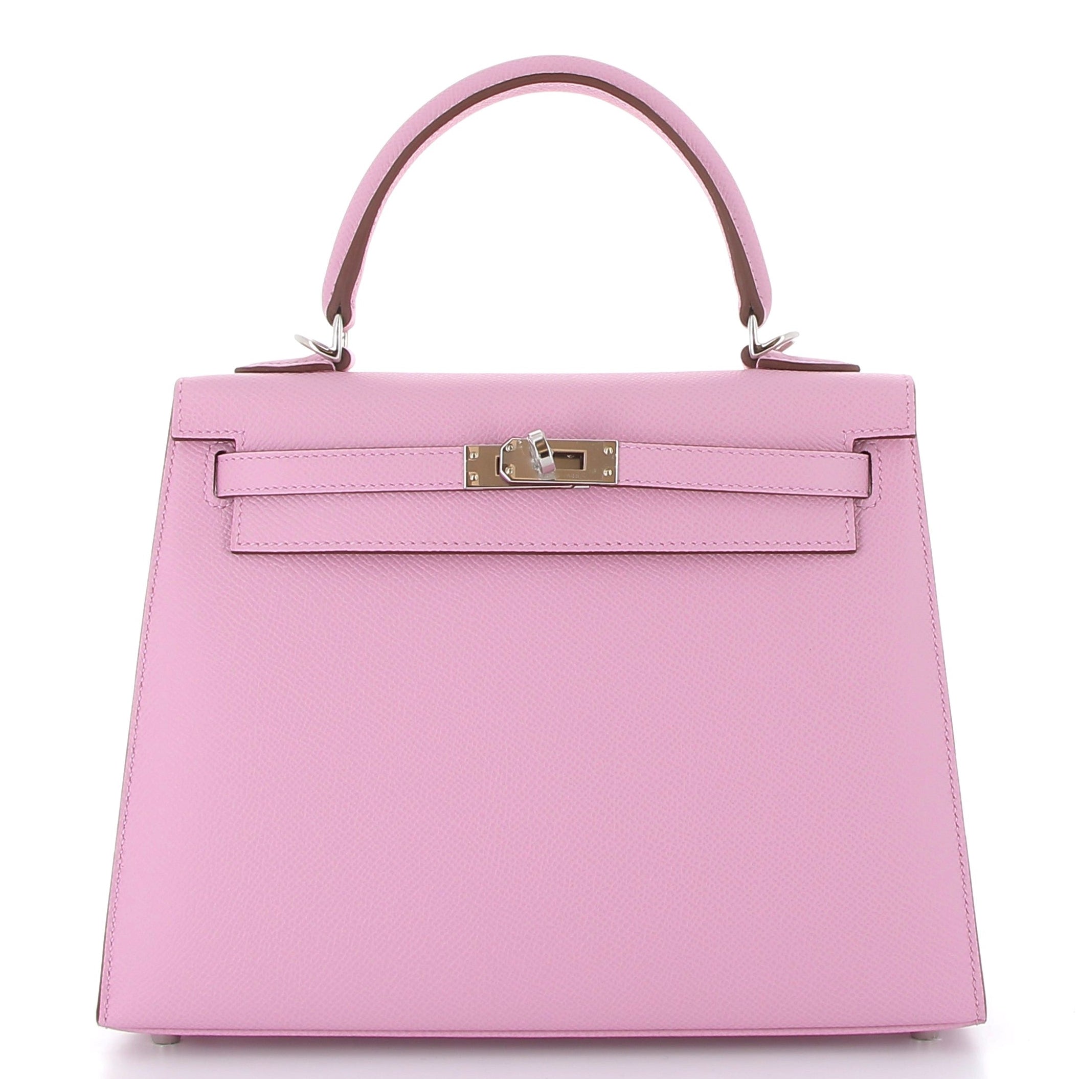 HERMES Kelly 25 Mauve Sylvestre Epsom Palladium Hardware