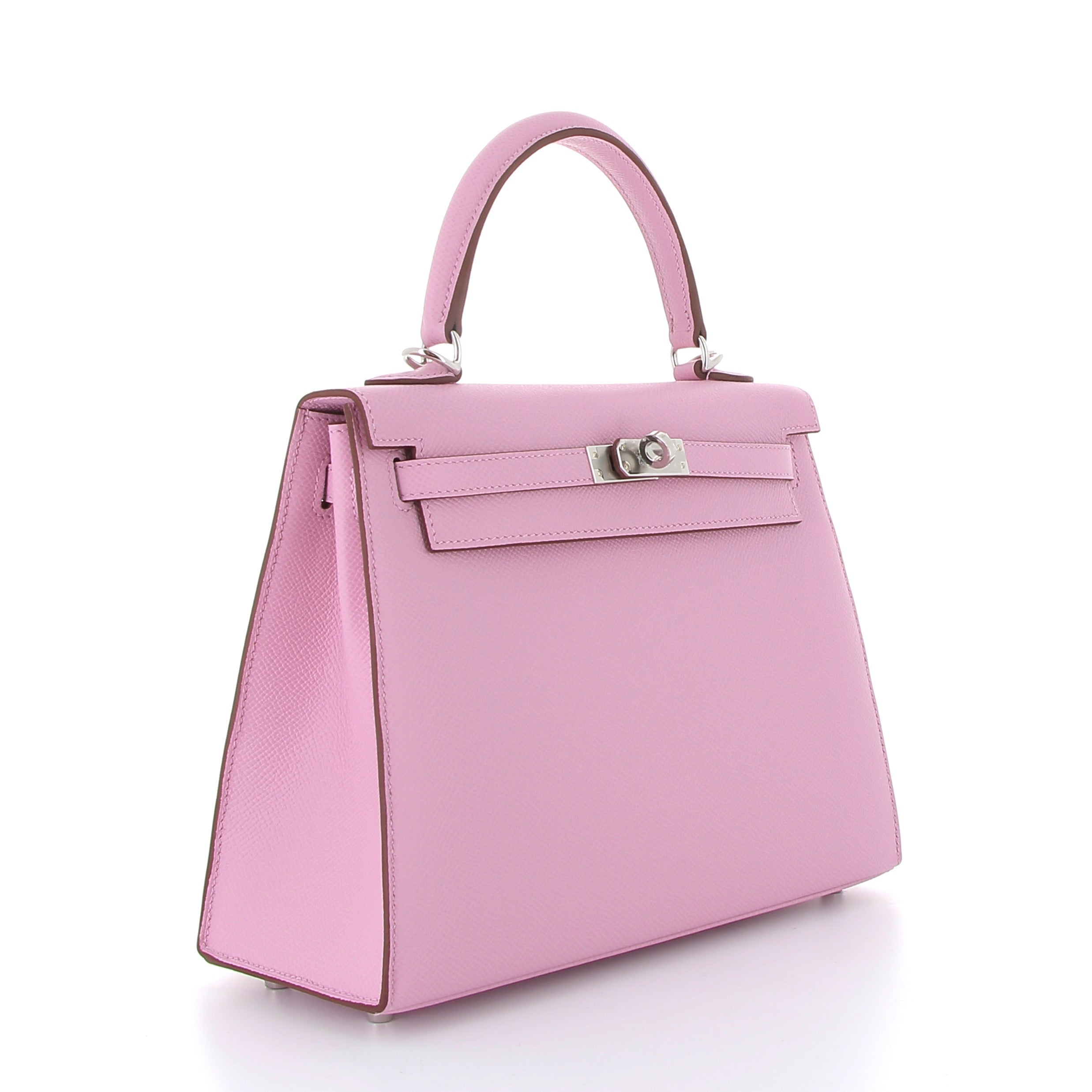 HERMES Kelly 25 Mauve Sylvestre Epsom Palladium Hardware