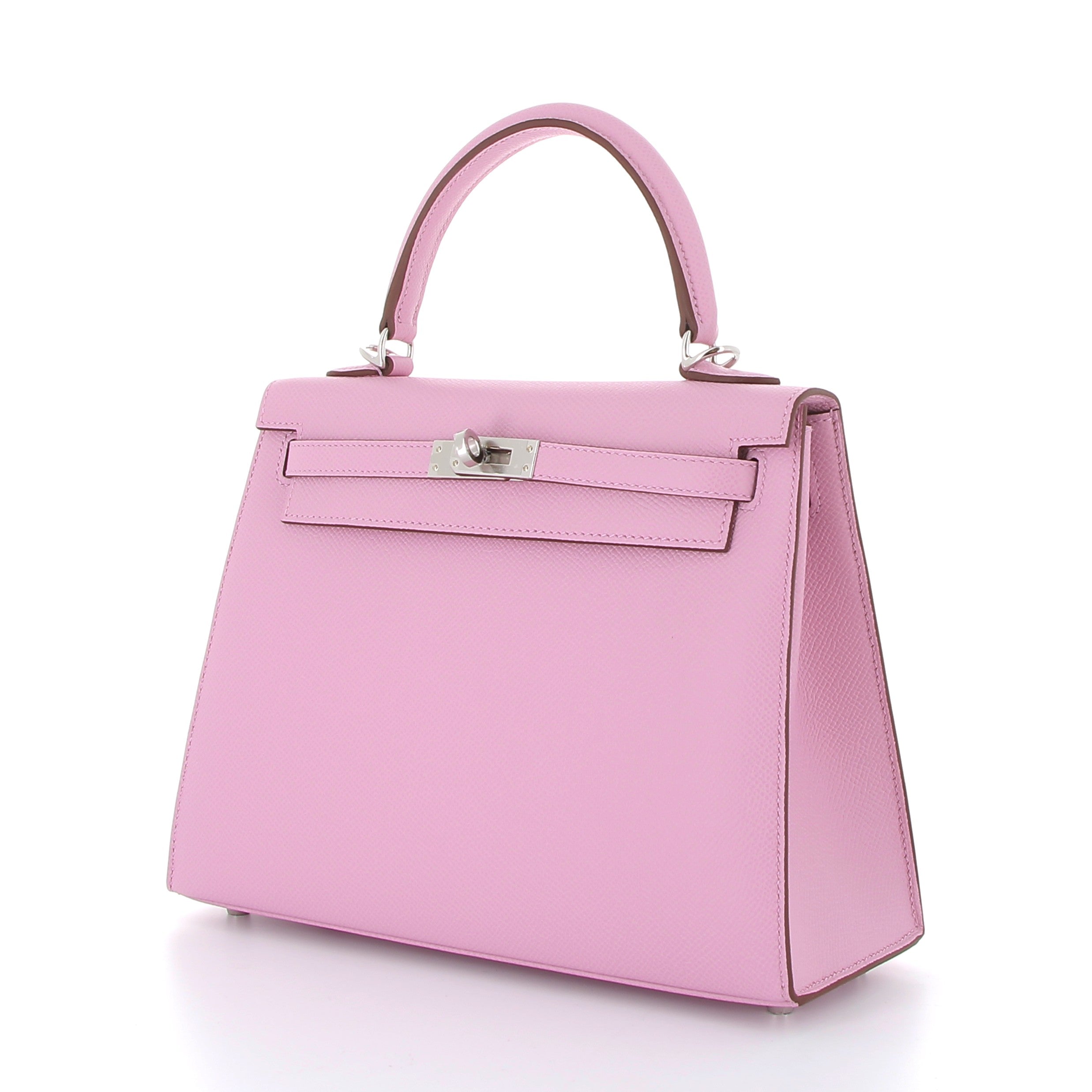 HERMES Kelly 25 Mauve Sylvestre Epsom Palladium Hardware