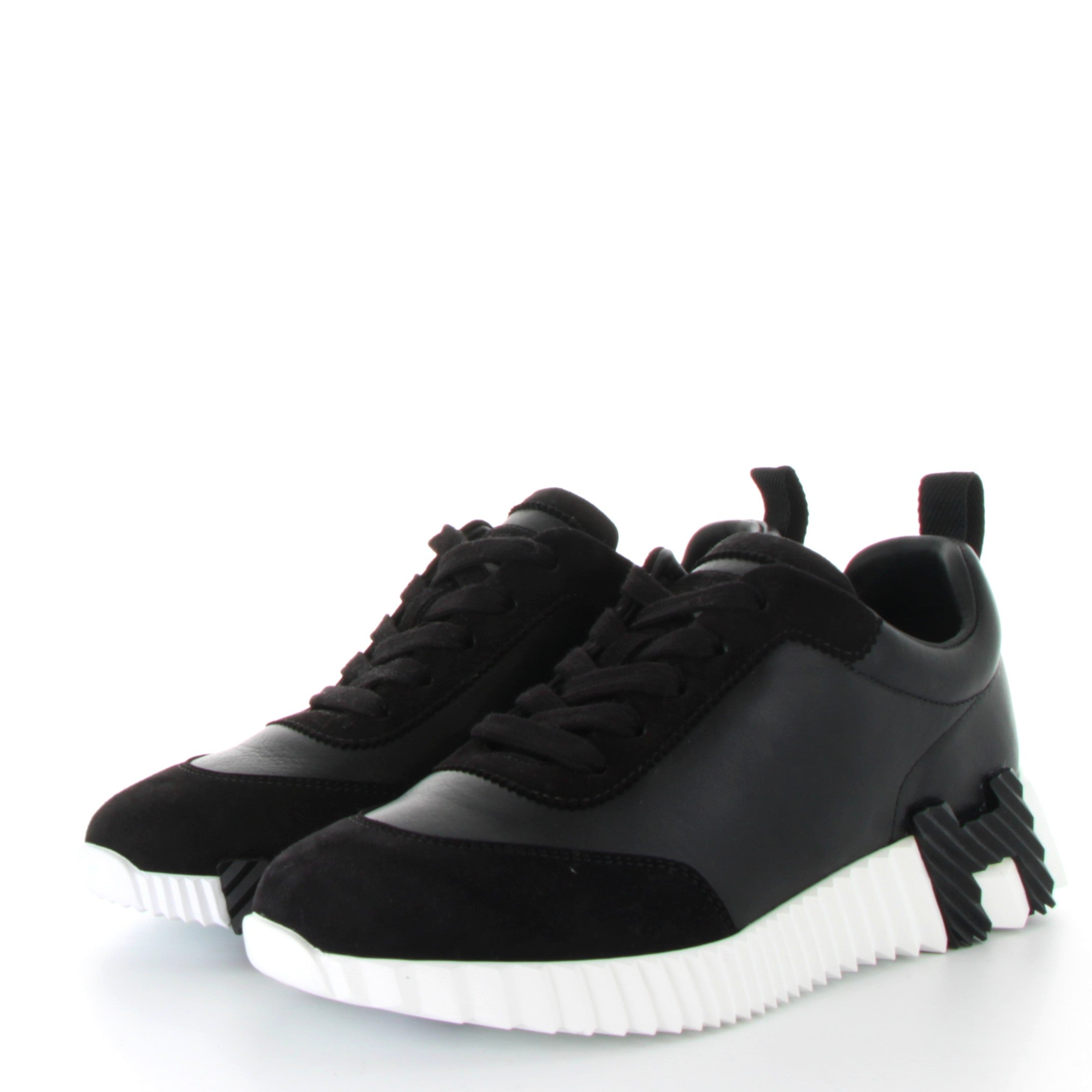 HERMES Bouncing Sneakers Noir Suede Goatskin / Lambskin