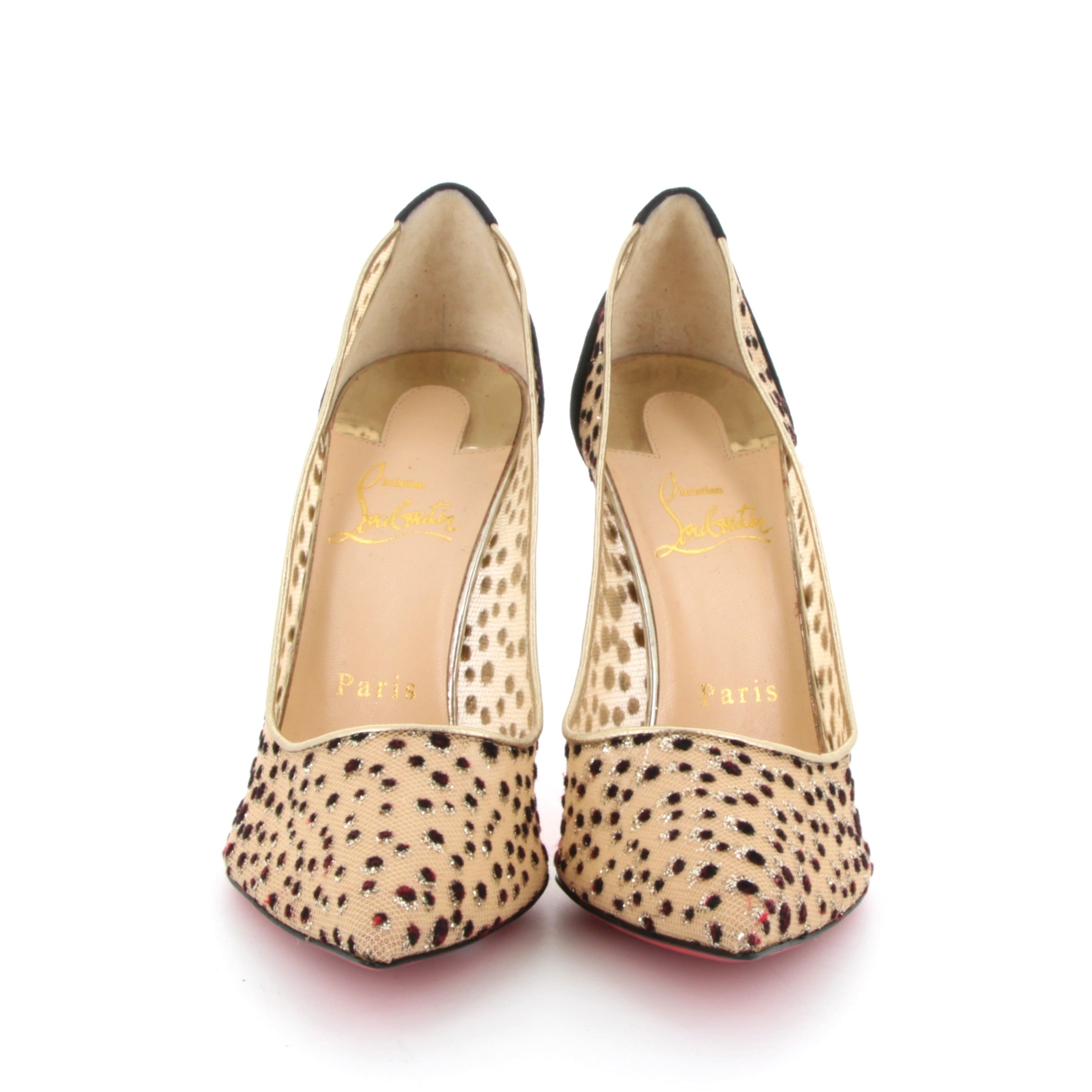 CHRISTIAN LOUBOUTIN Beige Polka dot mesh heels