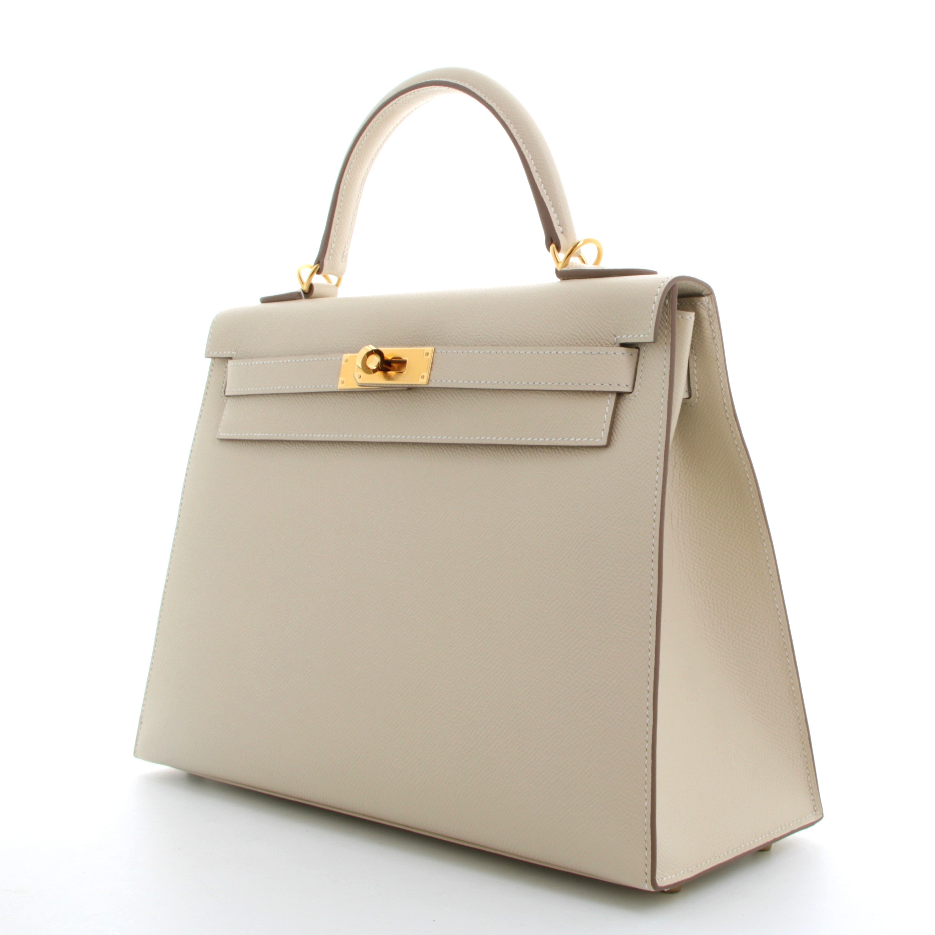 HERMES Kelly 32 Craie Epsom Sellier Gold Hardware
