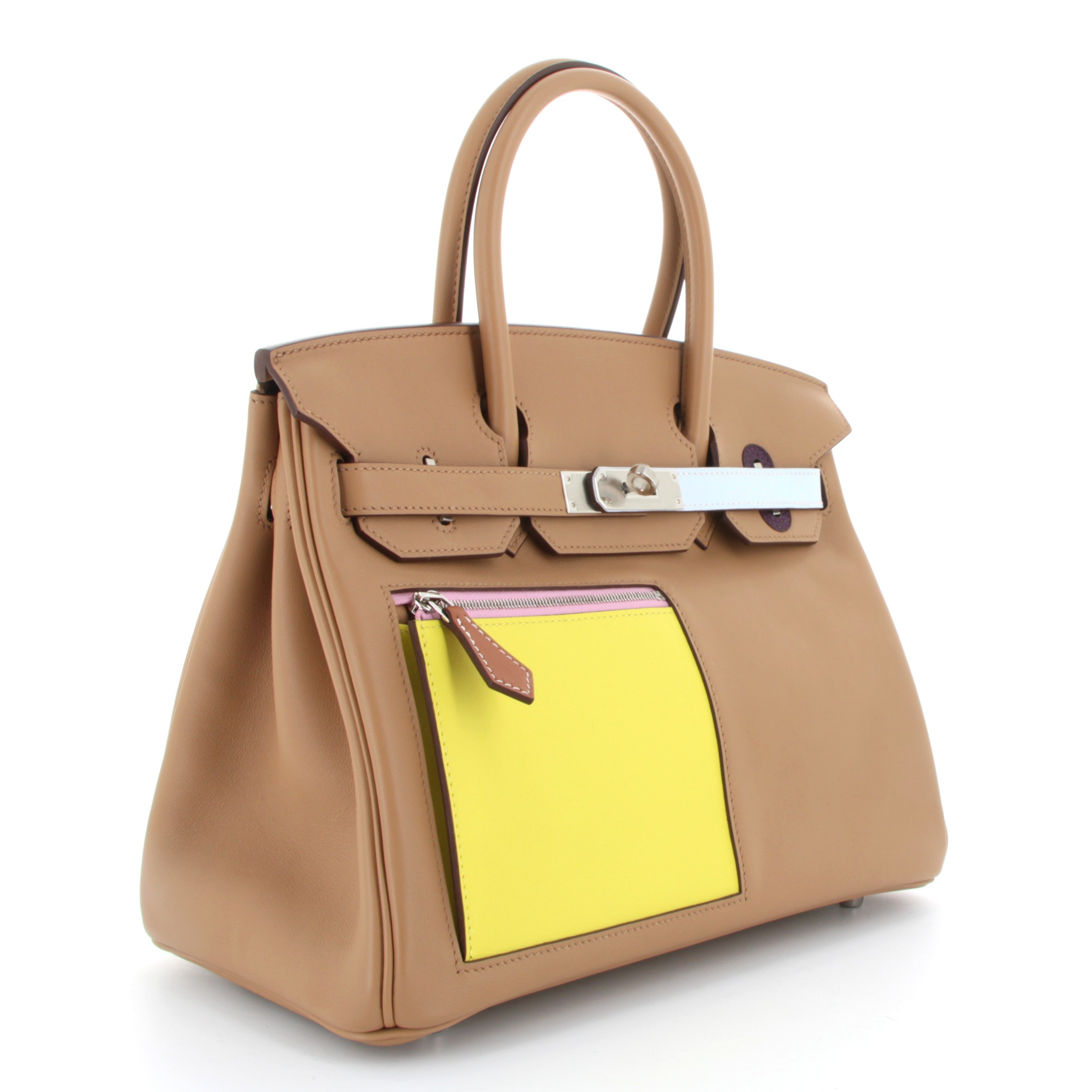 HERMÈS Birkin 30 Colormatic Chai/Lime/Bleu Brume/Cassis/Nata Swift leather Palladium hardware