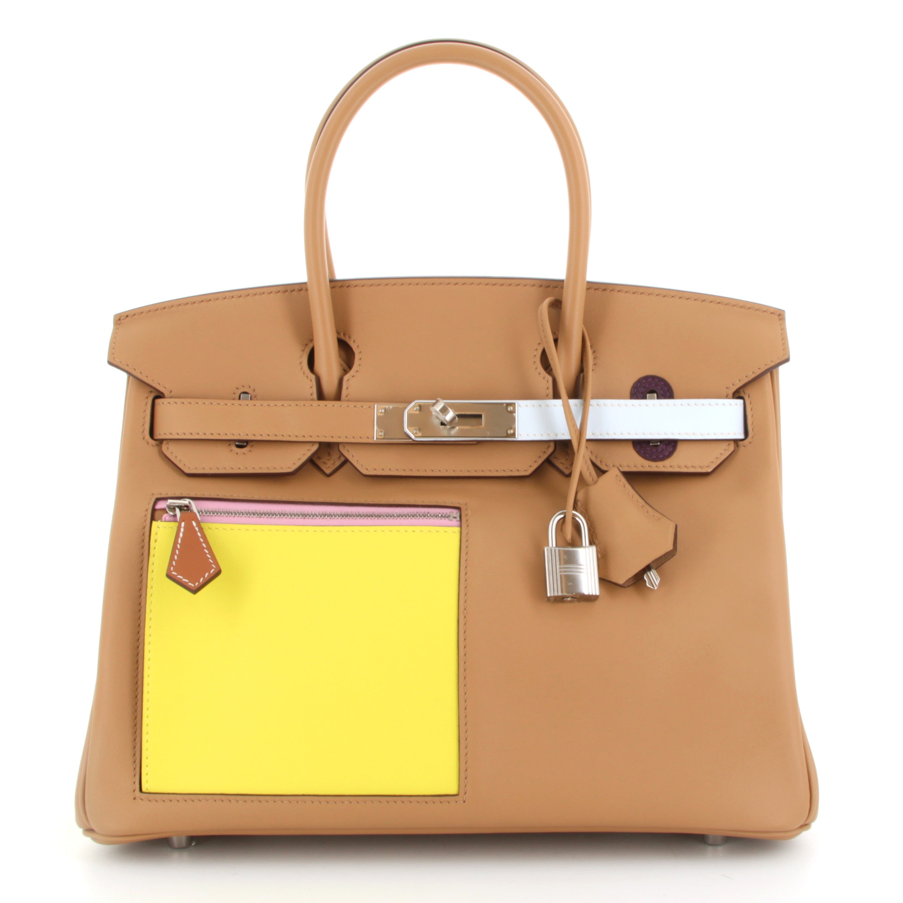 HERMÈS Birkin 30 Colormatic Chai/Lime/Bleu Brume/Cassis/Nata Swift leather Palladium hardware