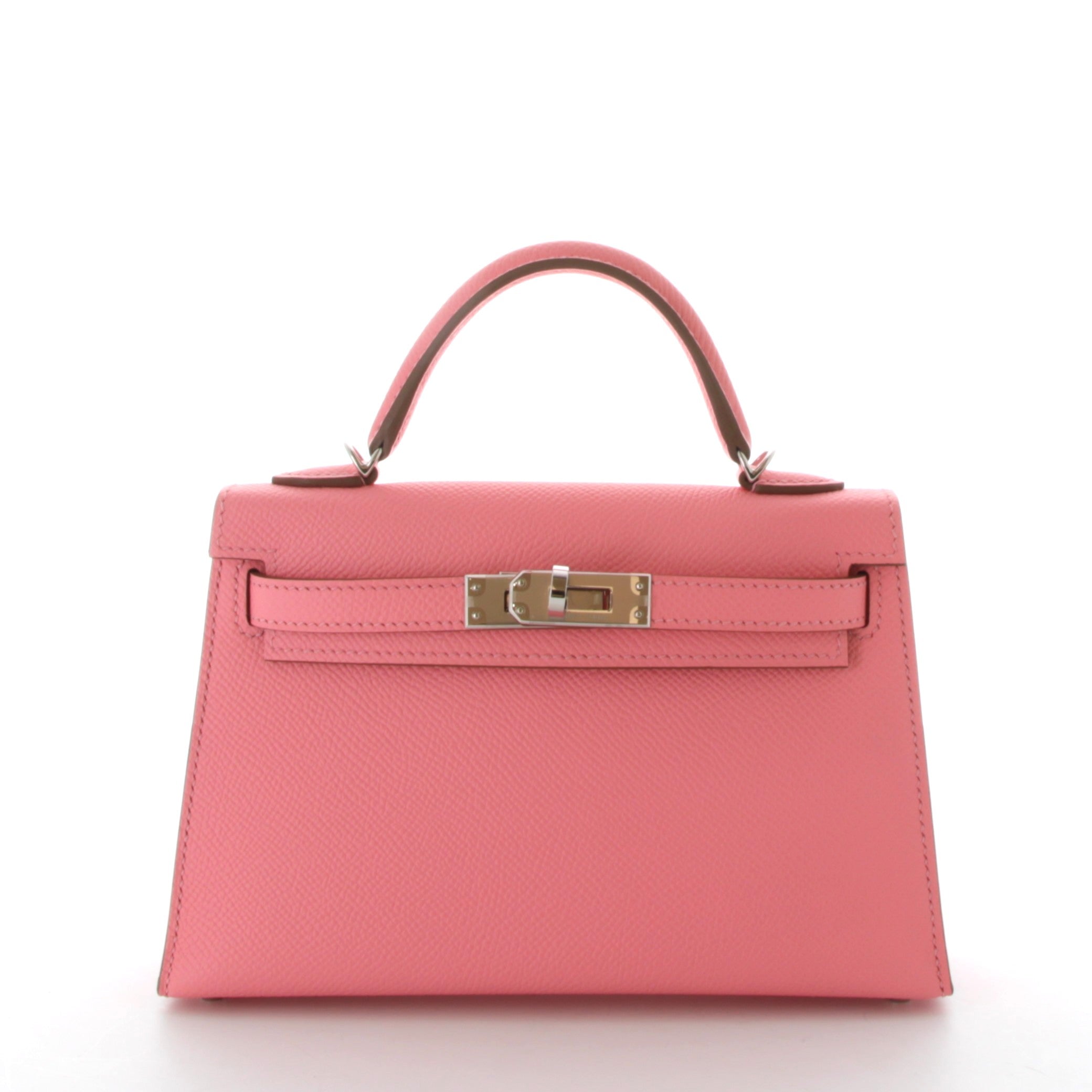 HERMES Kelly 20 Rose Confetti Epsom Palladium Hardware
