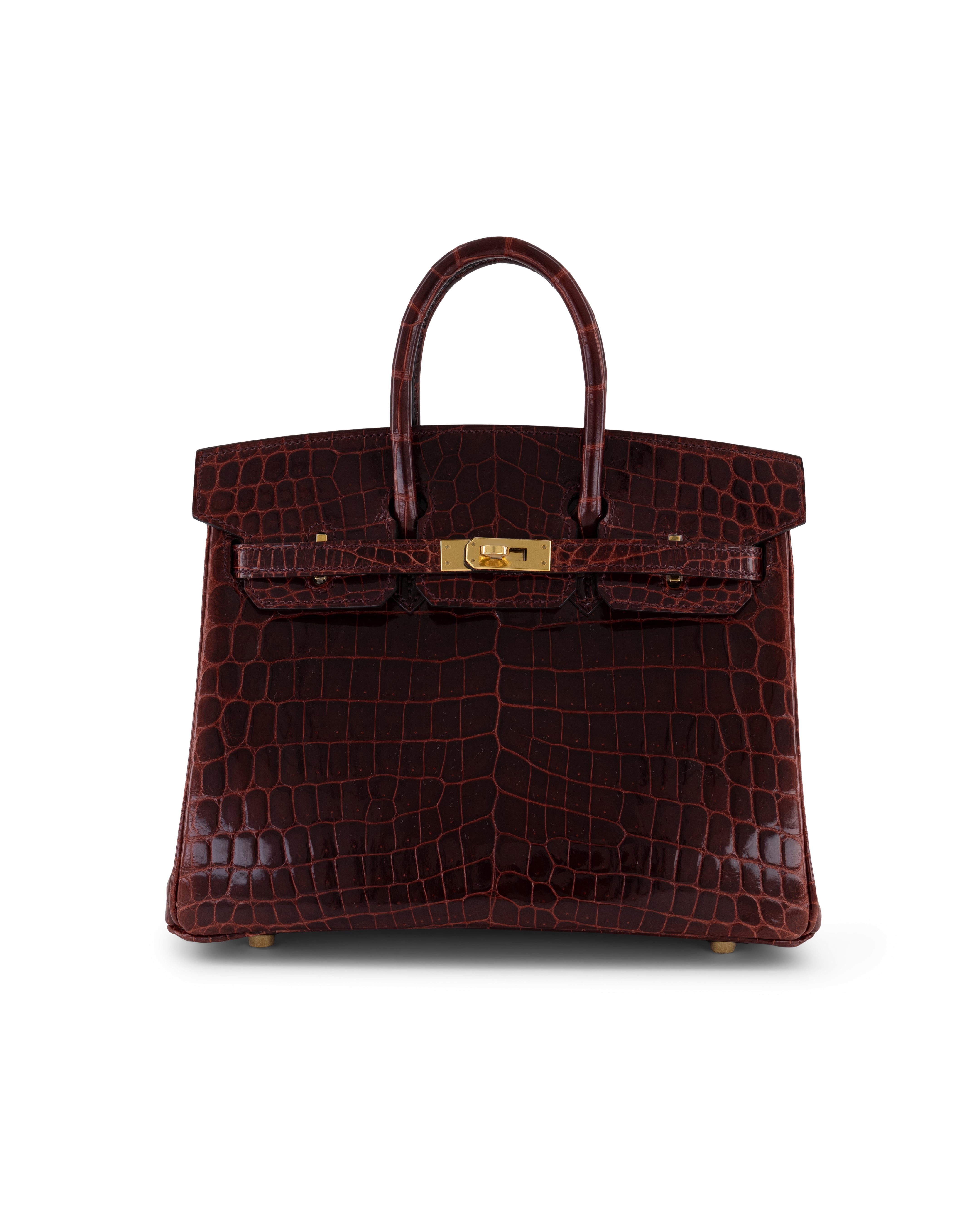 Hermès Birkin 25cm in Bordeaux Shiny Crocodile Niloticus with Gold Hardware