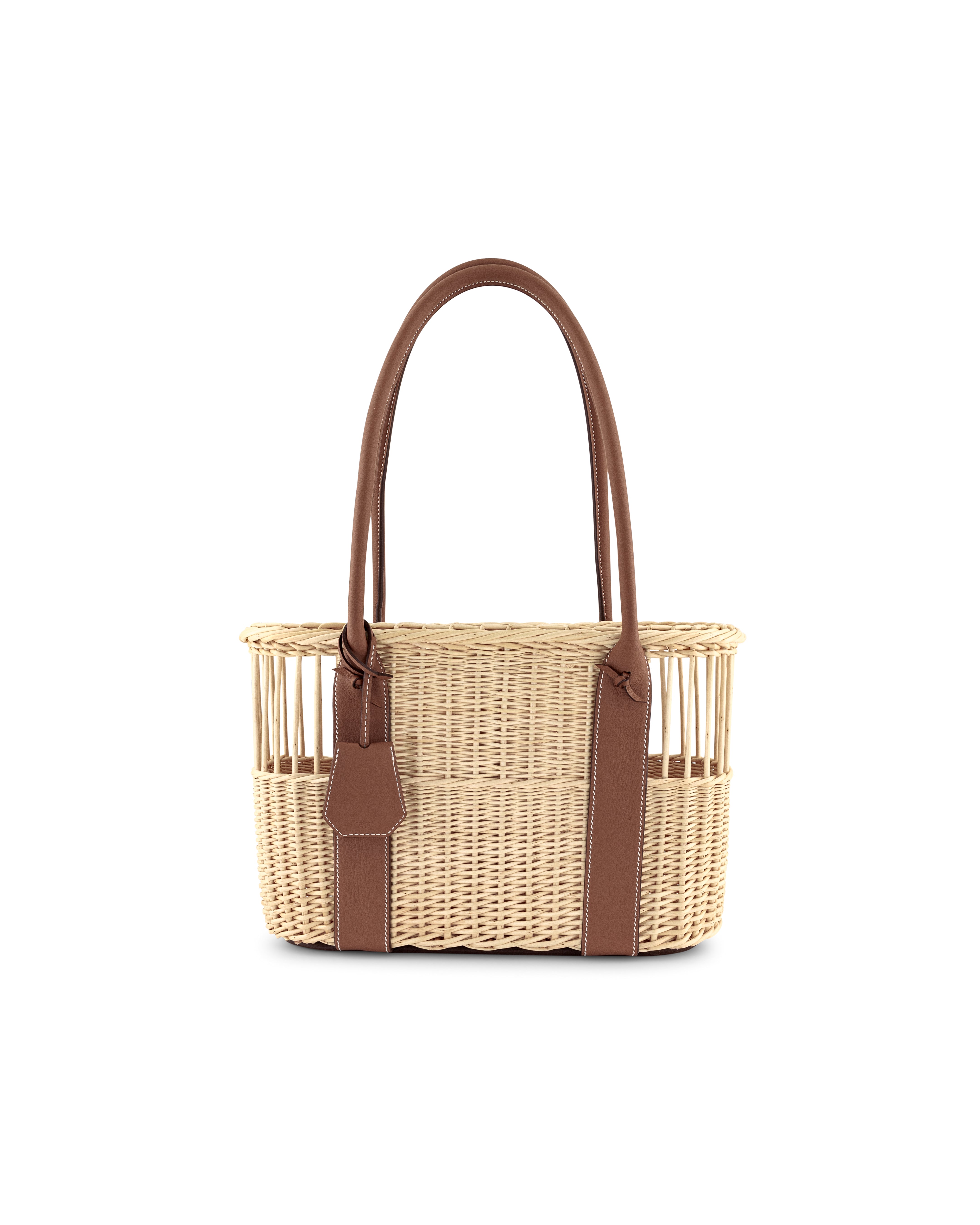 Hermès Park Bottle Basket in Wicker & Taurillion Leather