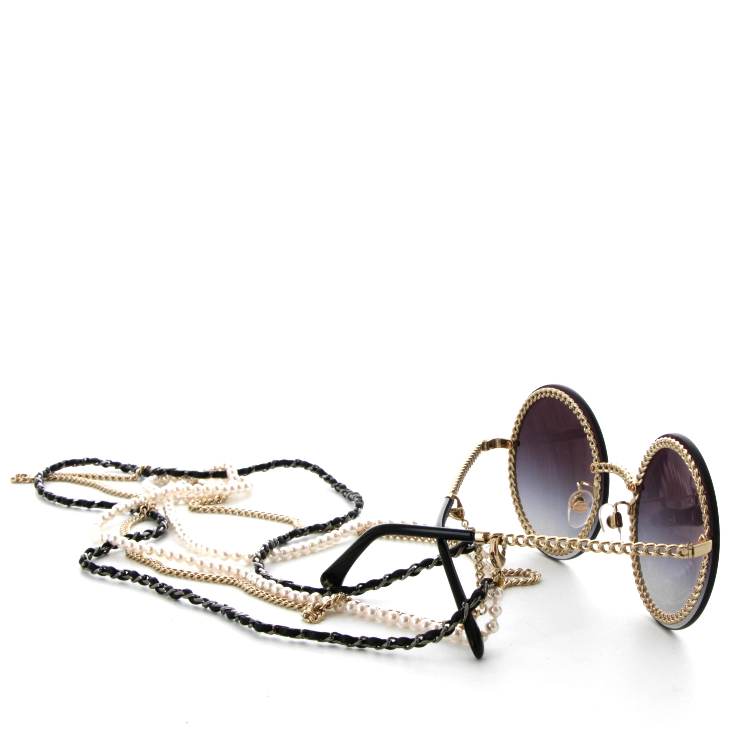 CHANEL Sunglasses with Pearl Chain