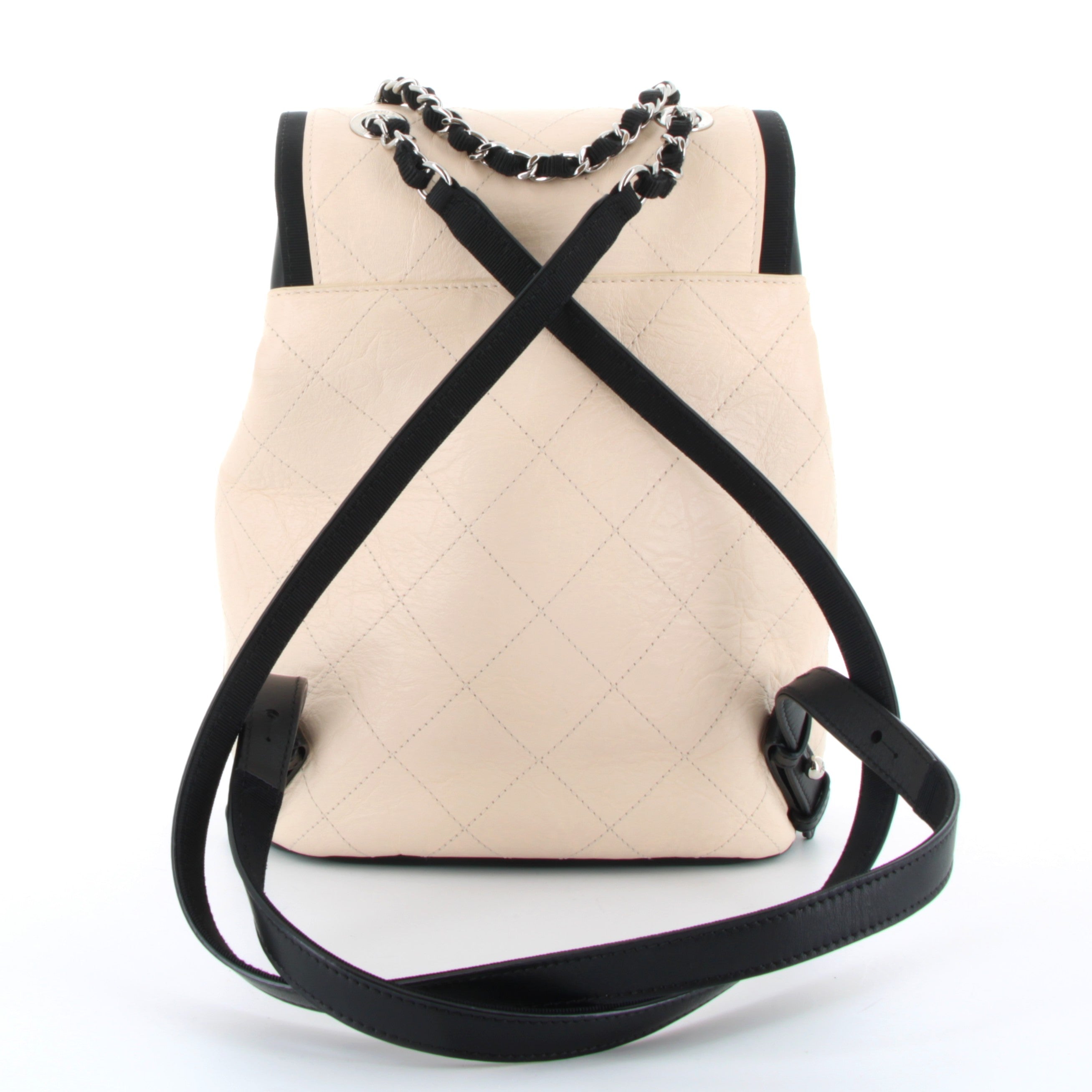 CHANEL Timeless Backpack White/Noir Aged Calfskin Silver Hardware