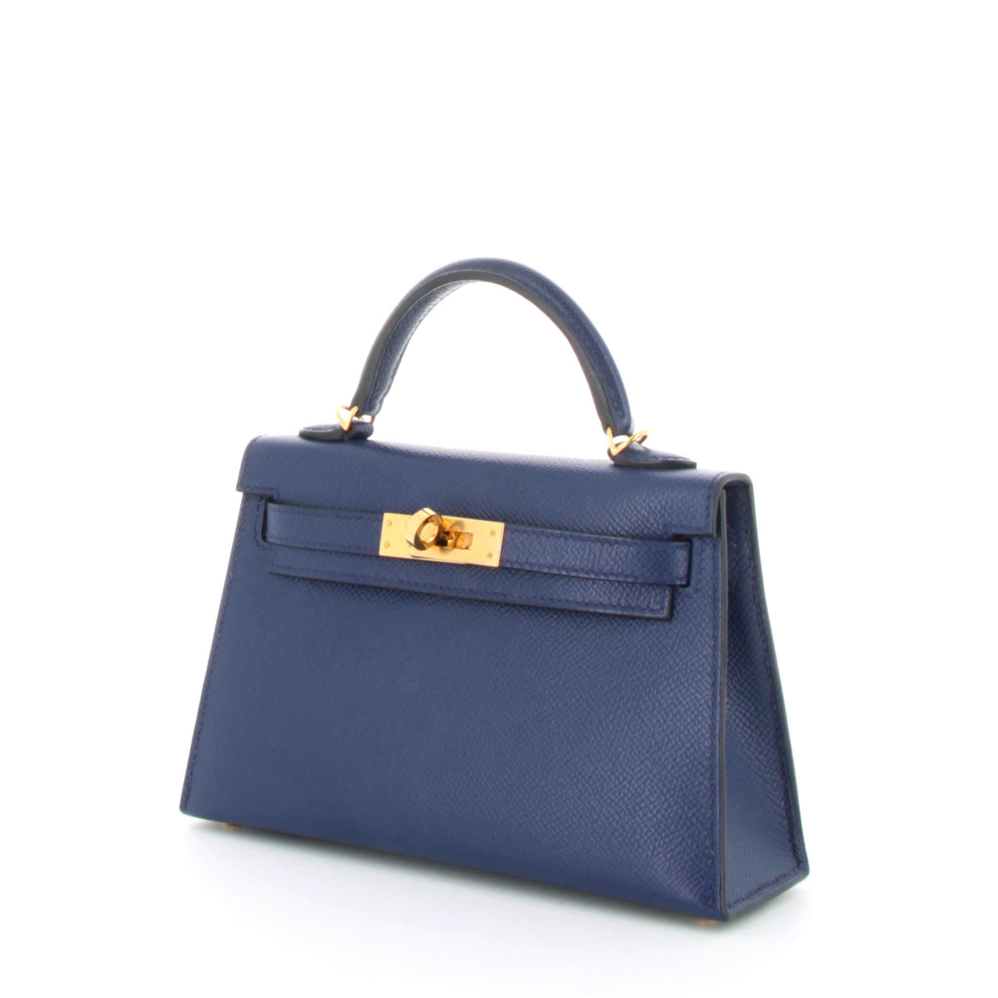 HERMES Kelly 20 Bleu Saphire Epsom Gold Hardware