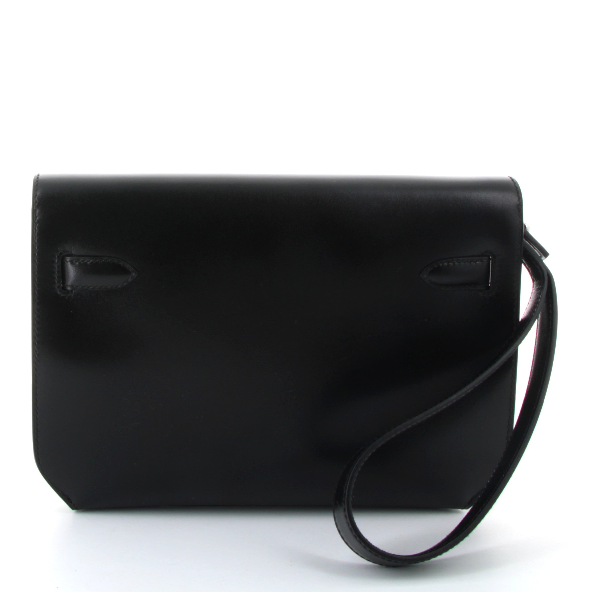 HERMES Kelly Depeche Noir Box Palladium Hardware