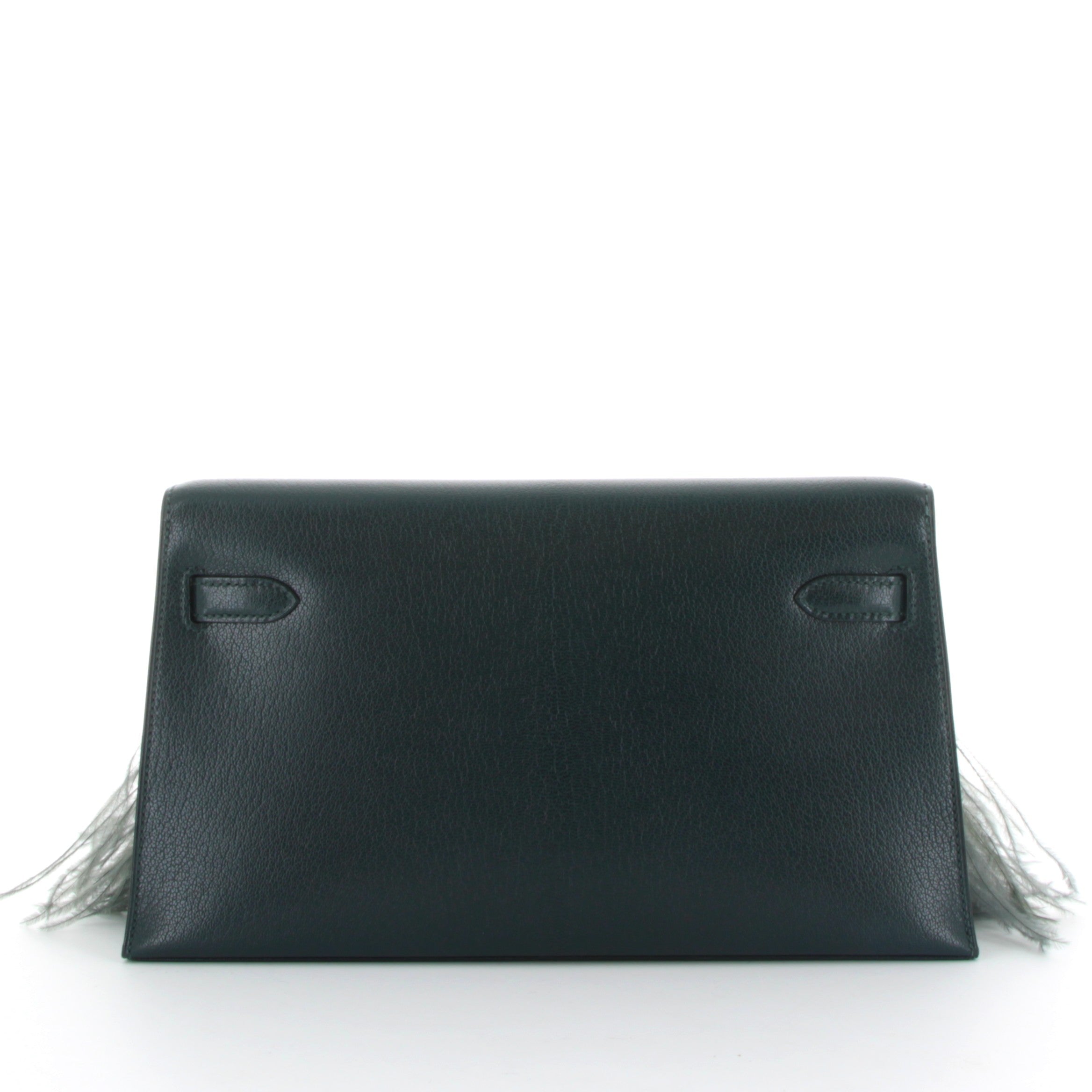 HERMES Kelly Elan Folie Vert Cypress Chèvre/ Vert Mangrove Feather Palladium Hardware