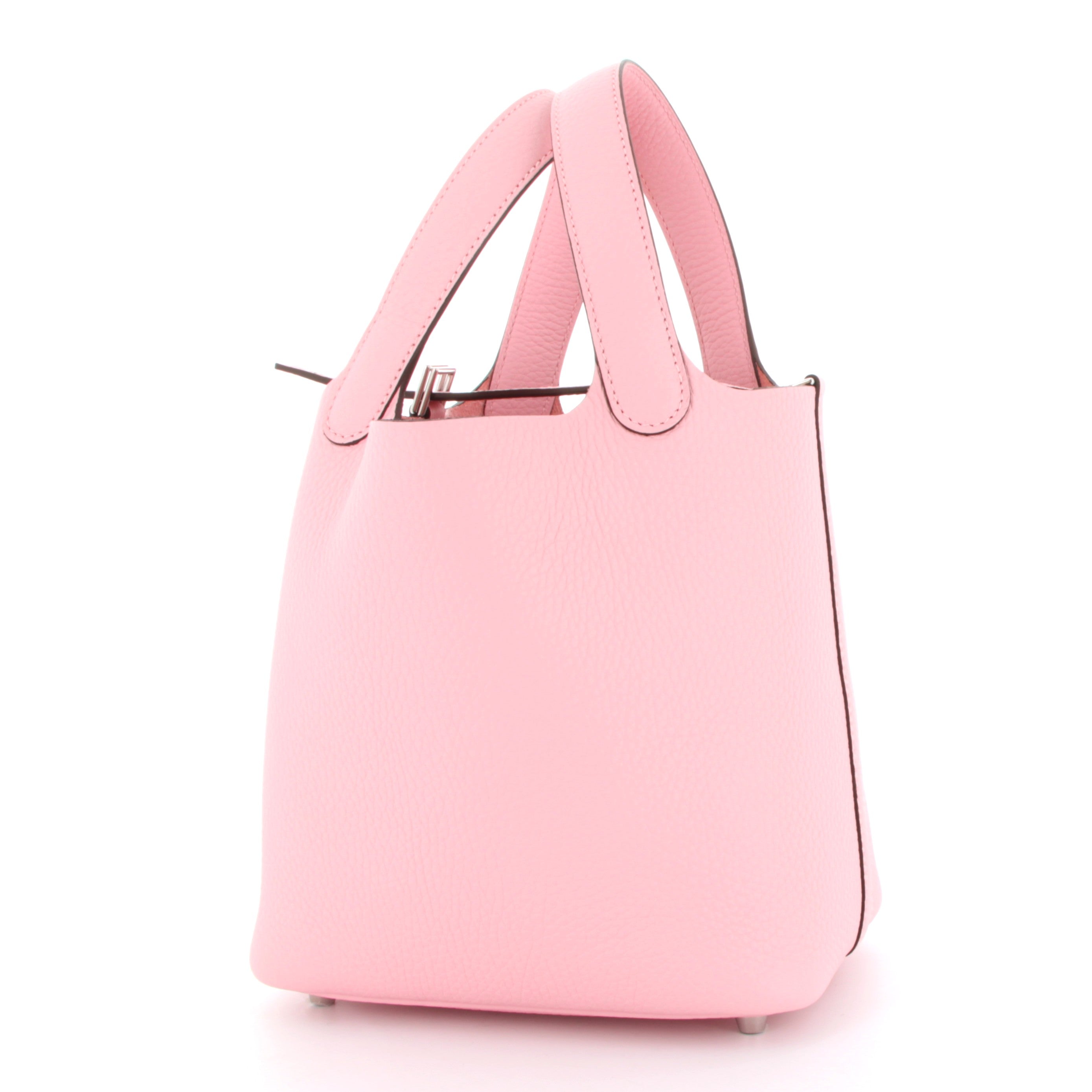 HERMES Picotin 18 Rose Sakura Taurillon Clemence Palladium Hardware