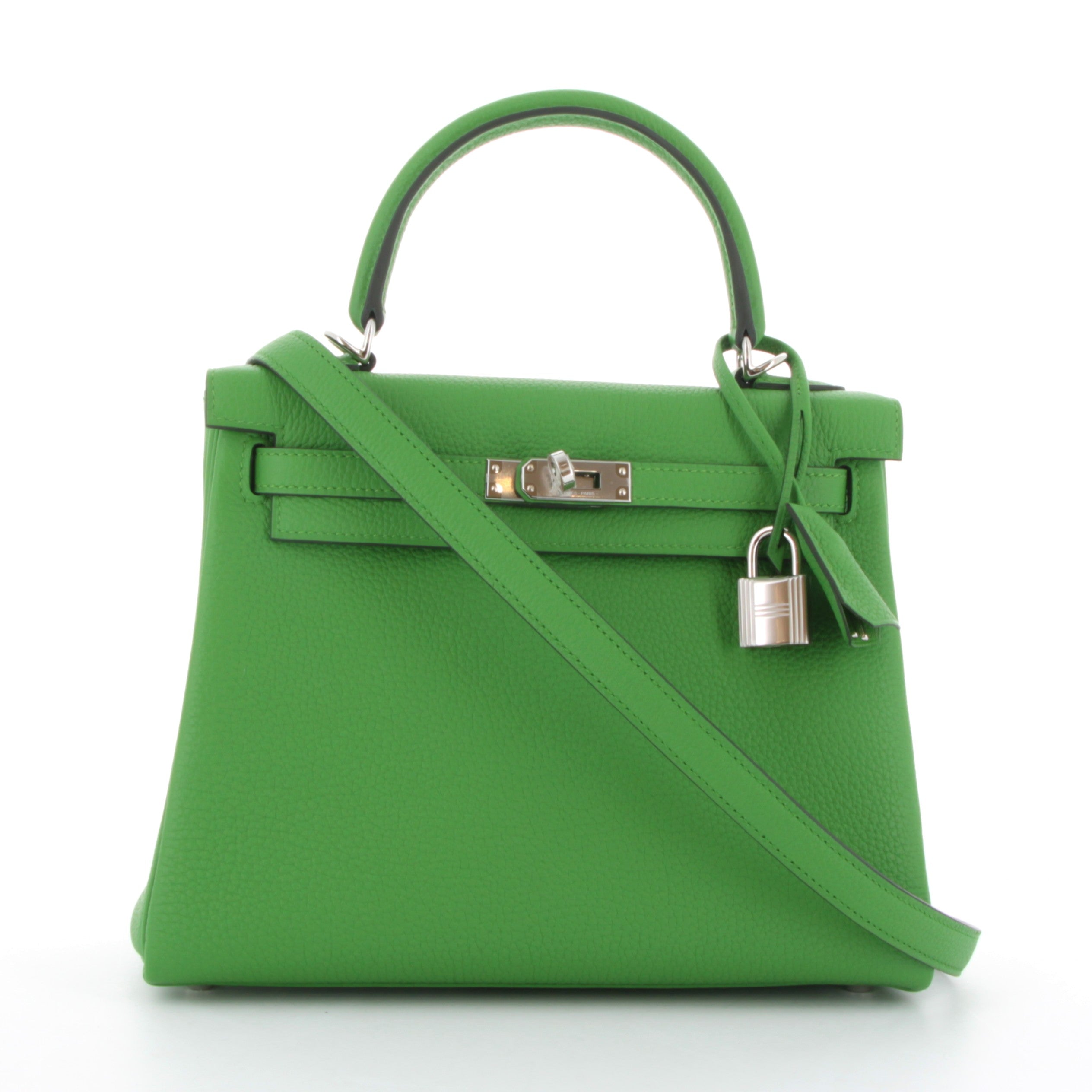 HERMES Kelly 25 Vert Yucca Togo Palladium hardware