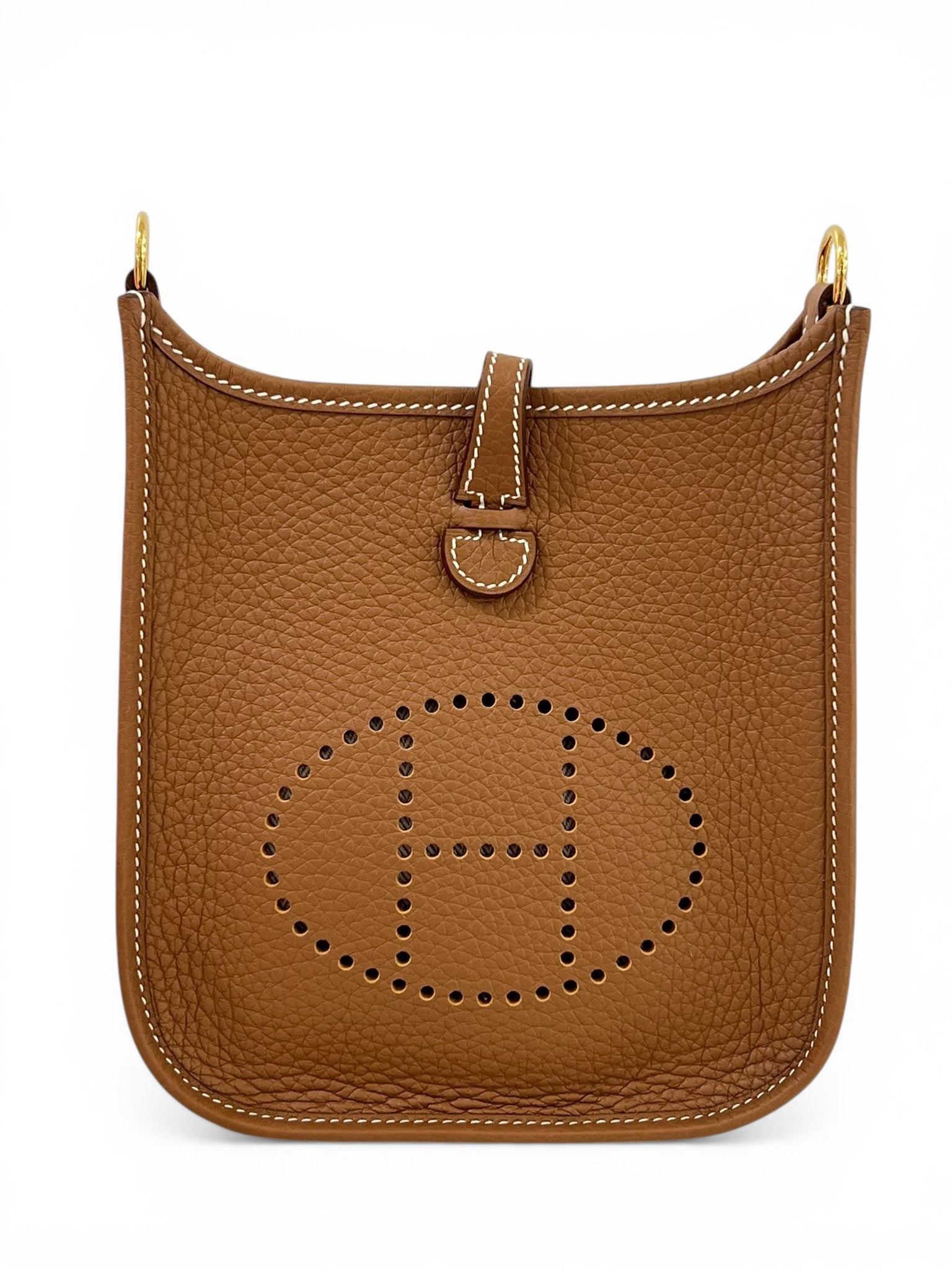 HERMÈS Mini Evelyne Gold Taurillon Clemence Gold hardware